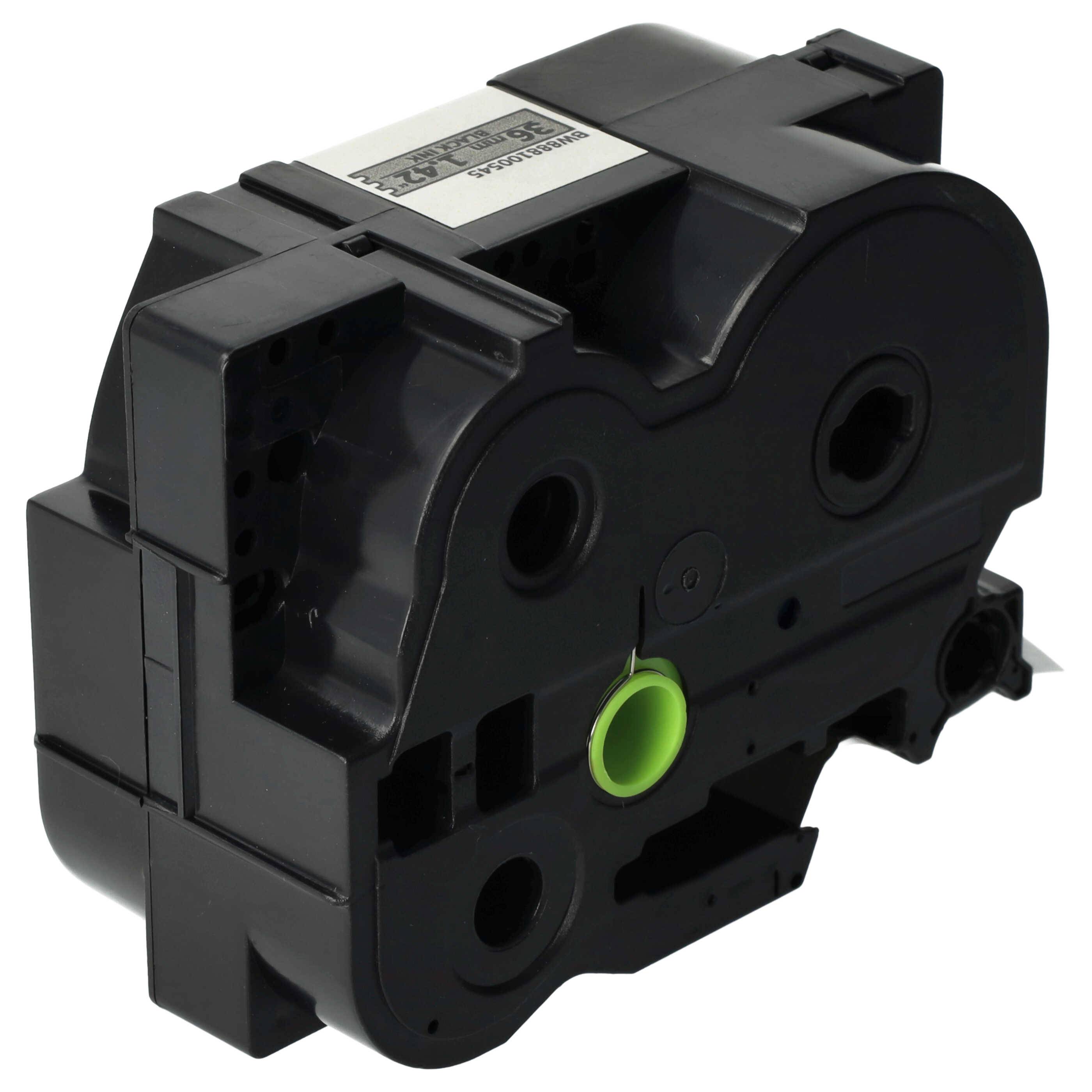 vhbw Schriftband-Kassette kompatibel mit Brother PT E550W, 9800PCN, RL700S Etiketten-Drucker 8m x 36mm Schwarz auf Matt-Silber, Kunststoff