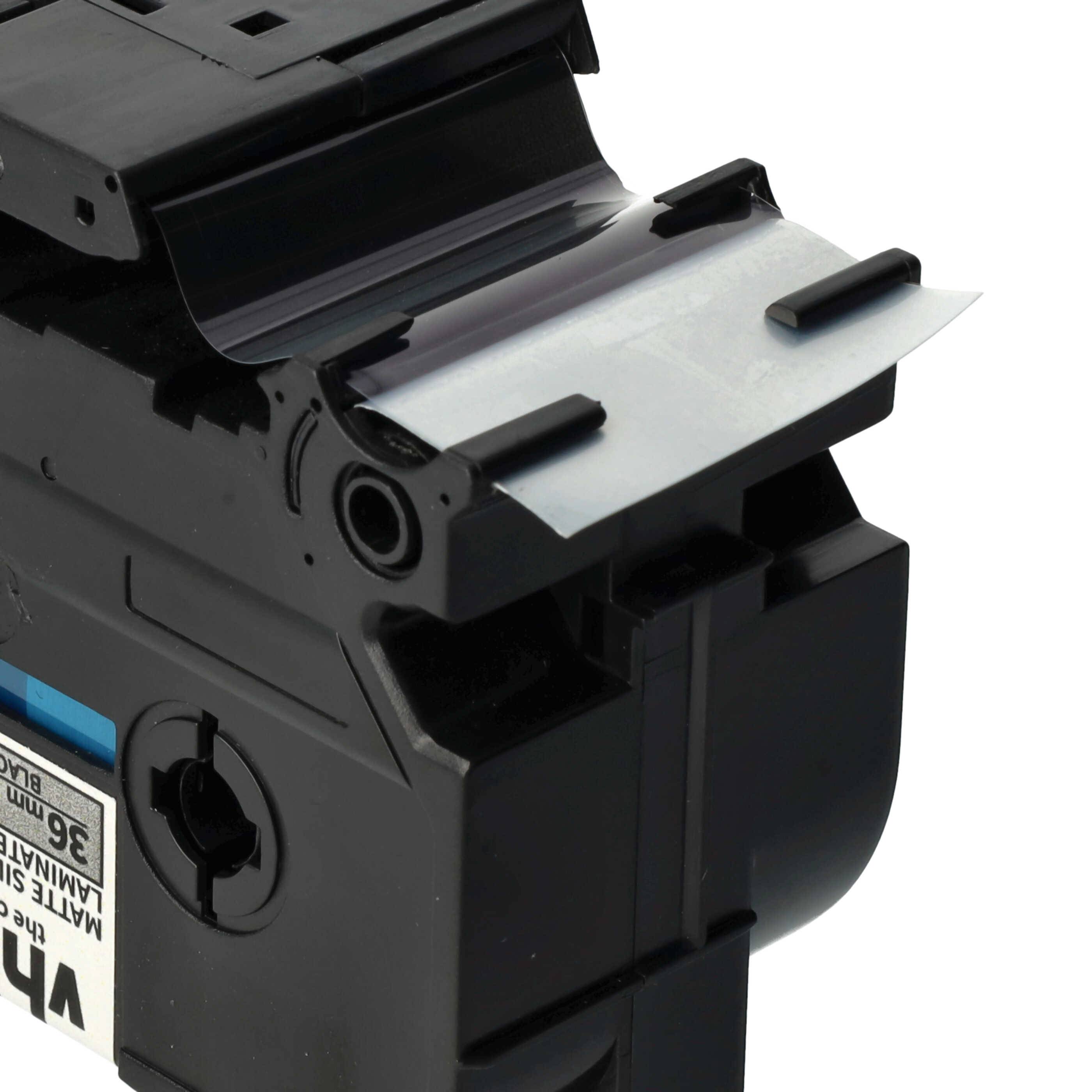 vhbw Schriftband-Kassette kompatibel mit Brother PT E550W, 9800PCN, RL700S Etiketten-Drucker 8m x 36mm Schwarz auf Matt-Silber, Kunststoff