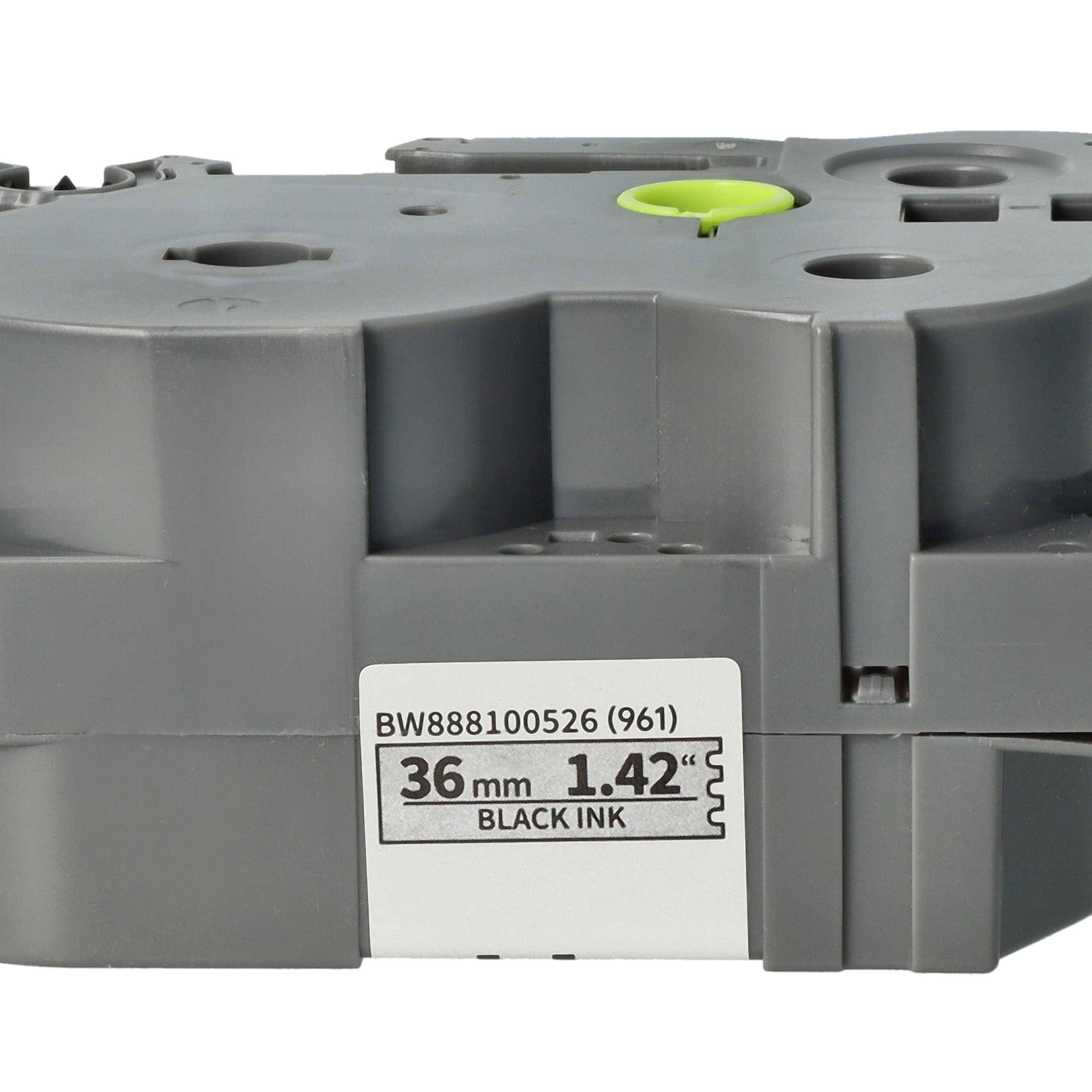 vhbw Schriftband-Kassette kompatibel mit Brother PT RL700S Etiketten-Drucker 8m x 36mm Schwarz auf Silber, Extra Stark