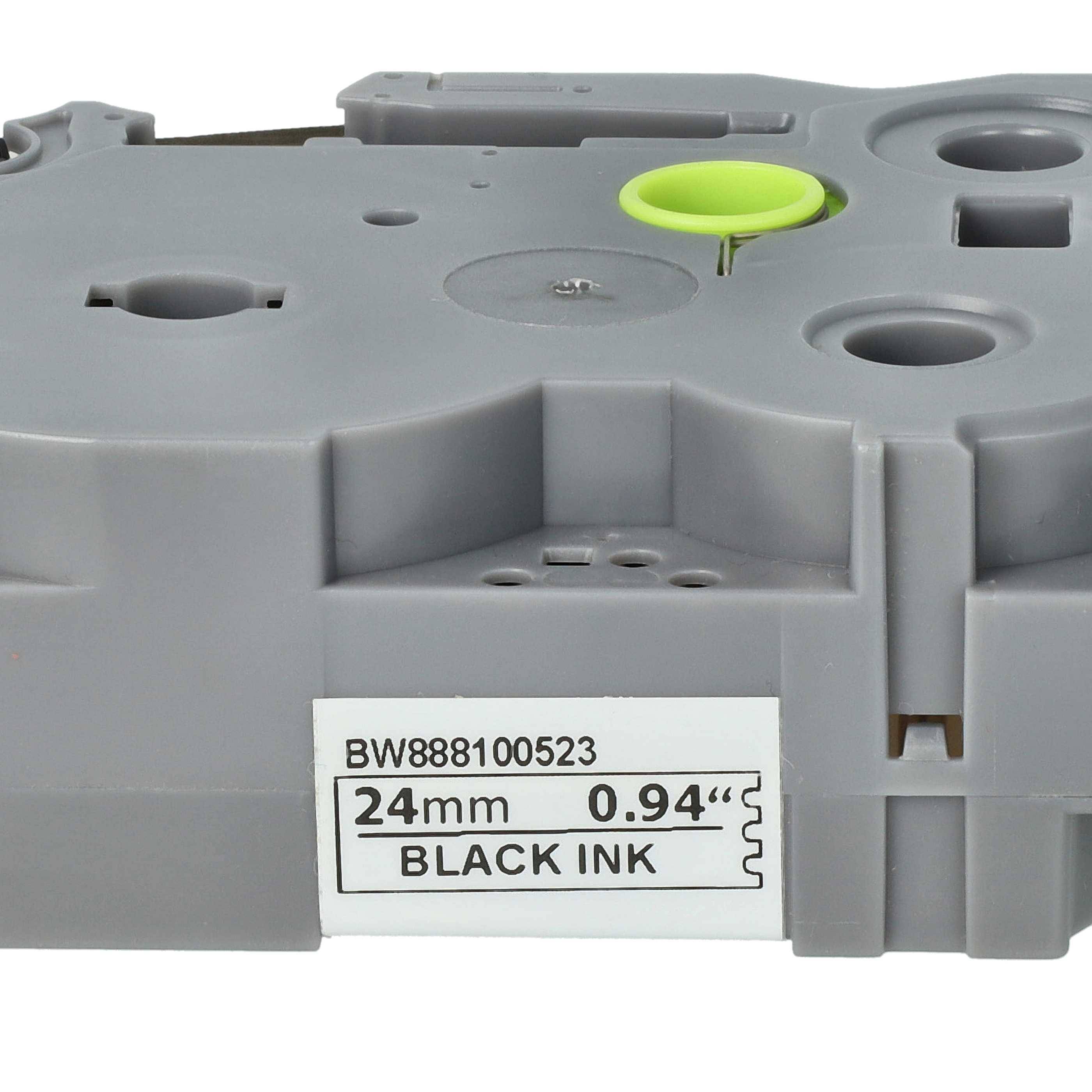 vhbw Schriftband-Kassette Ersatz für Brother AHe-S151, HGE-S151, HGES151 für Etiketten-Drucker 8m x 24mm Schwarz auf Transparent