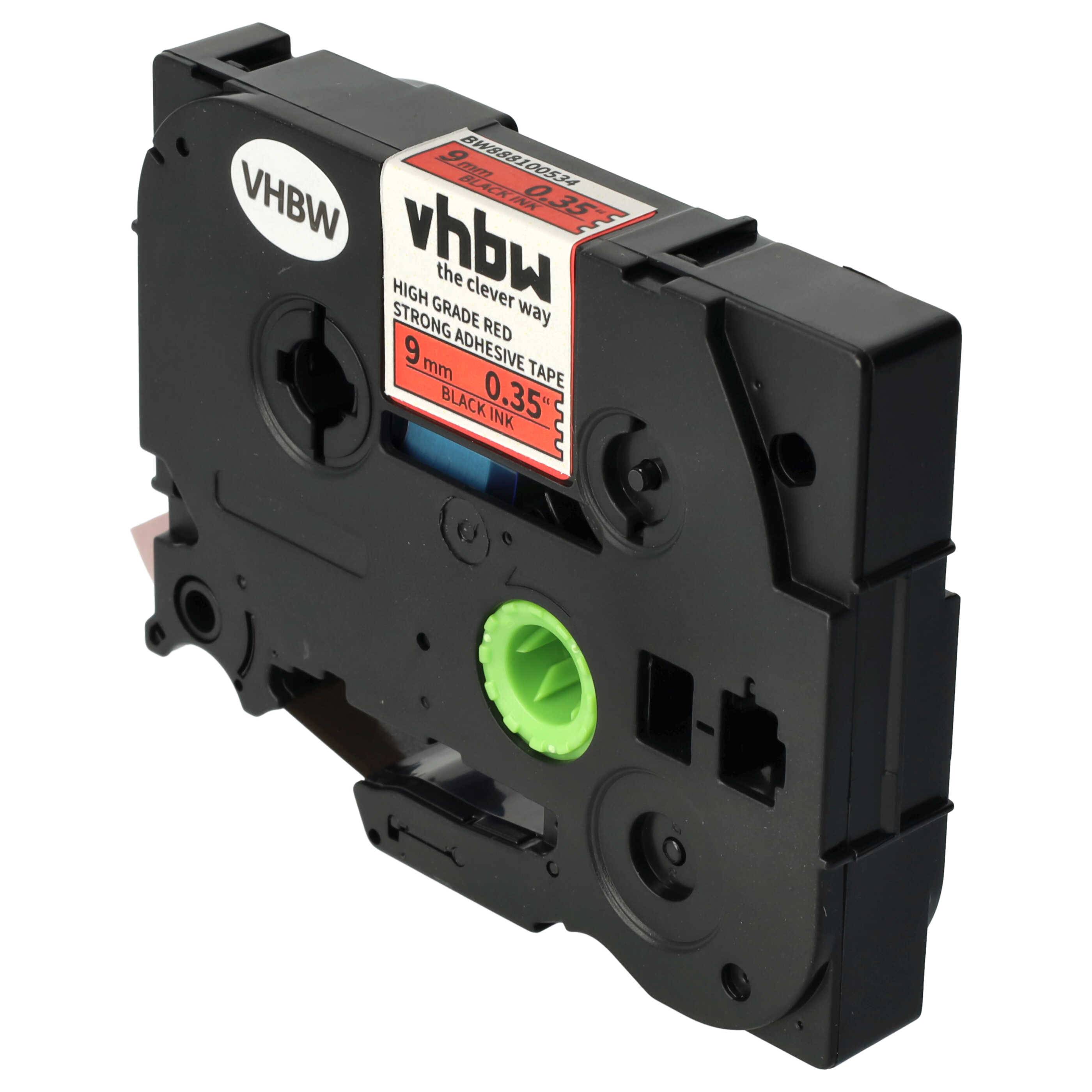 vhbw Schriftband-Kassette kompatibel mit Brother PT RL700S Etiketten-Drucker 8m x 9mm Schwarz auf Rot