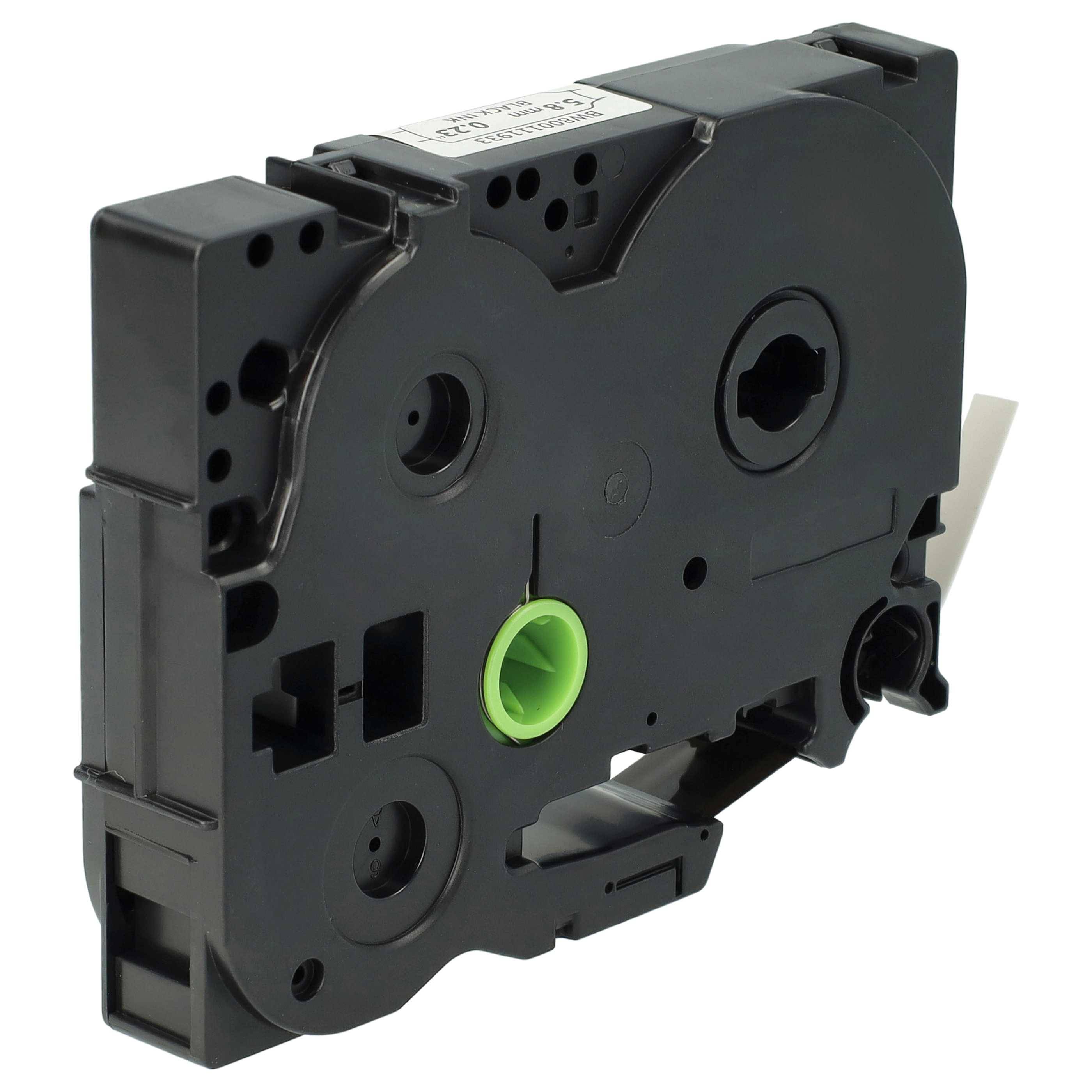 vhbw 1x Schriftband-Kassette Ersatz für Brother AHS-211, HS211 für Etiketten-Drucker 1,5m x 5,8mm Schwarz auf Weiß, Schrumpfschlauch-Kassette