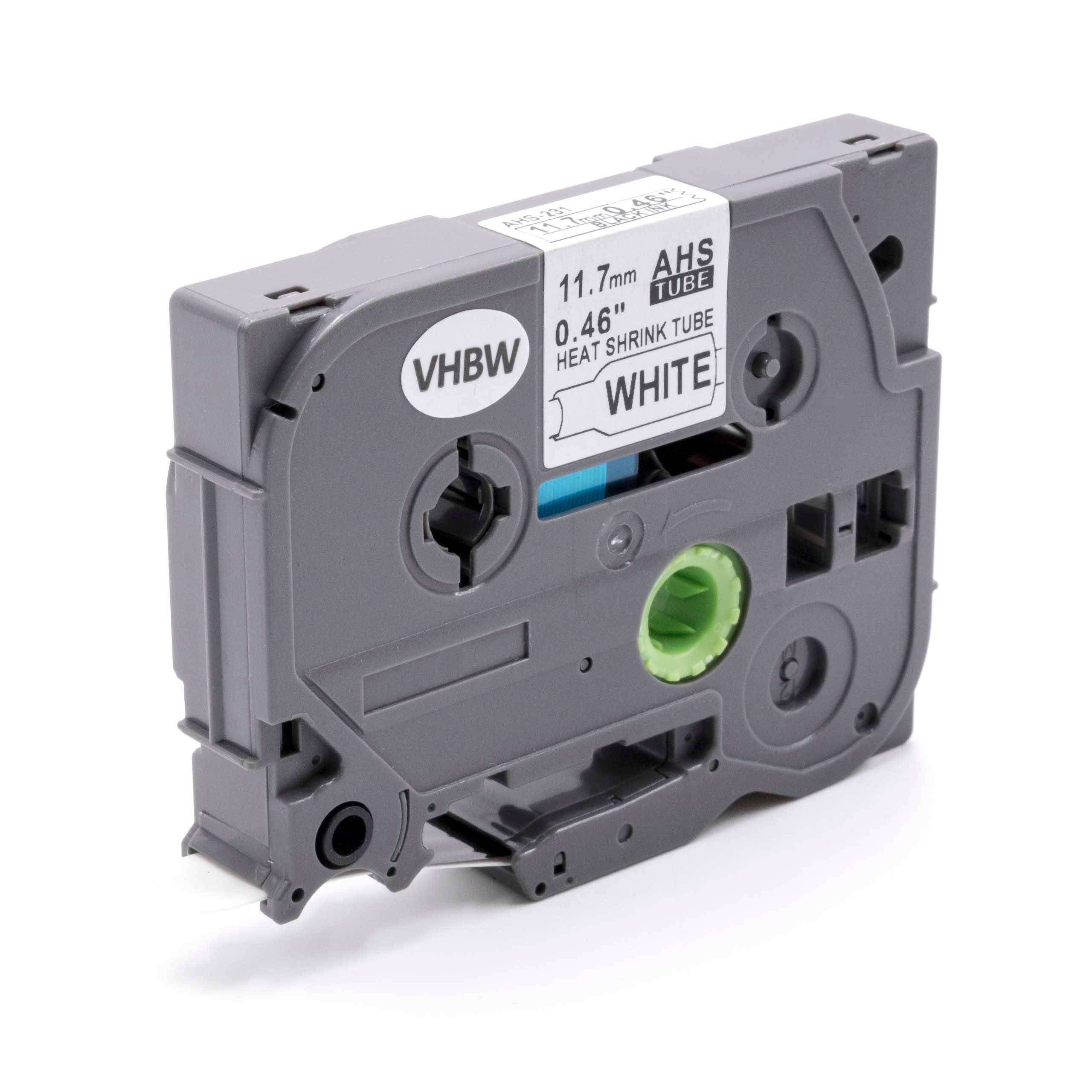 vhbw Schriftband-Kassette kompatibel mit Brother P-Touch E550W, E550WVP Etiketten-Drucker Schwarz auf Weiß, Schrumpfschlauch-Kassette, 11,7 mm