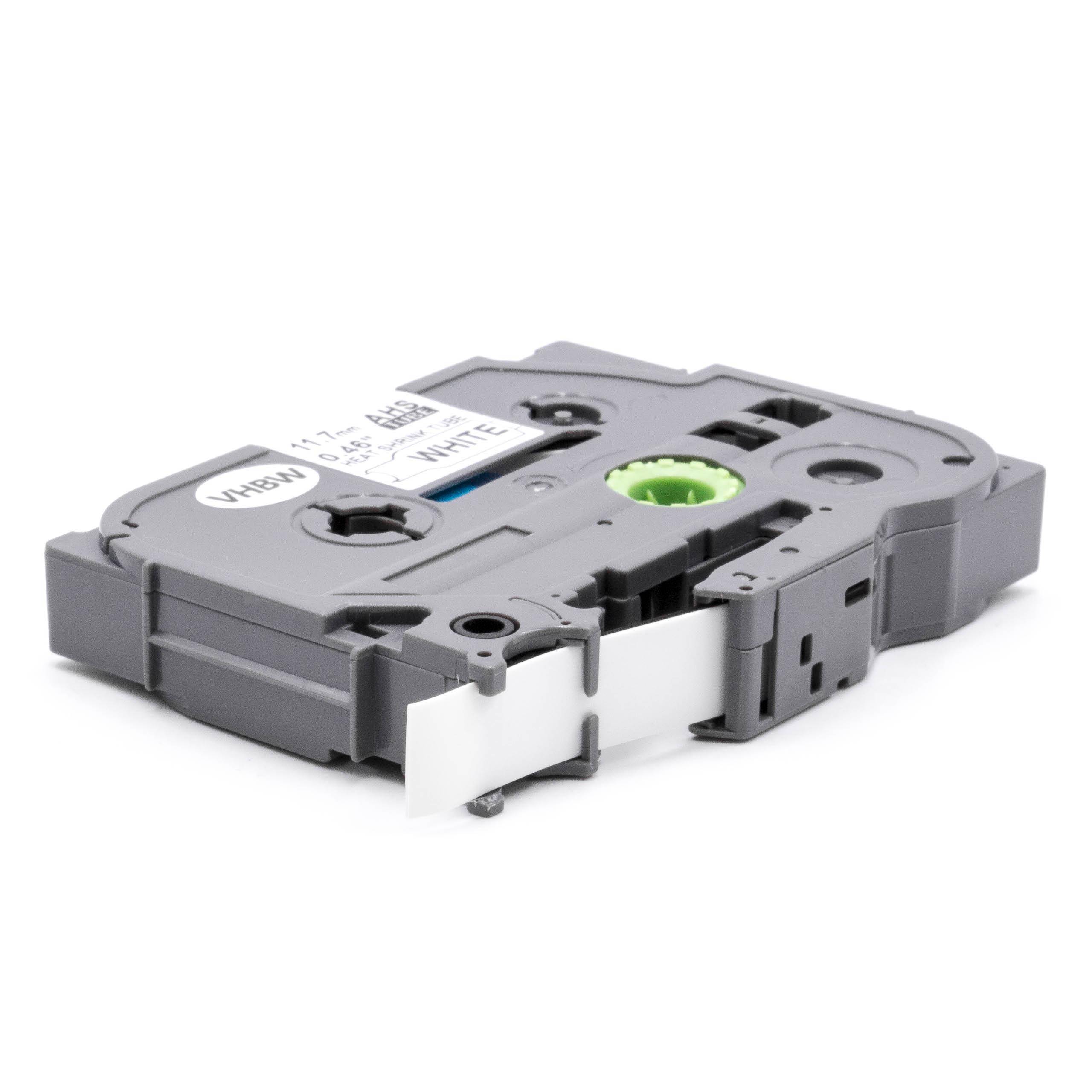 vhbw Schriftband-Kassette kompatibel mit Brother P-Touch E550W, E550WVP Etiketten-Drucker Schwarz auf Weiß, Schrumpfschlauch-Kassette, 11,7 mm