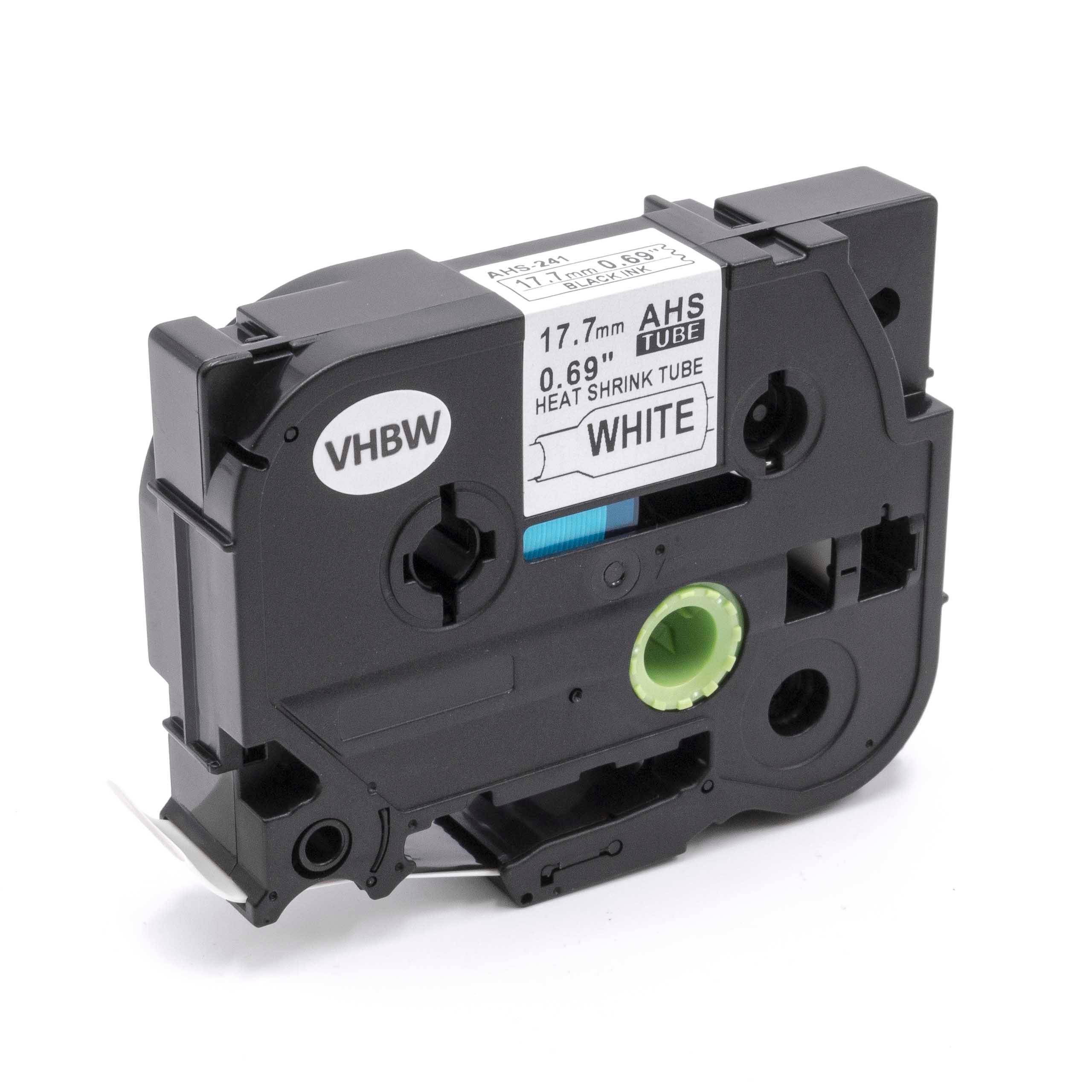 vhbw Schriftband-Kassette kompatibel mit Brother P-Touch E500VP, E550W Etiketten-Drucker Schwarz auf Weiß, Schrumpfschlauch-Kassette, 17,7 mm