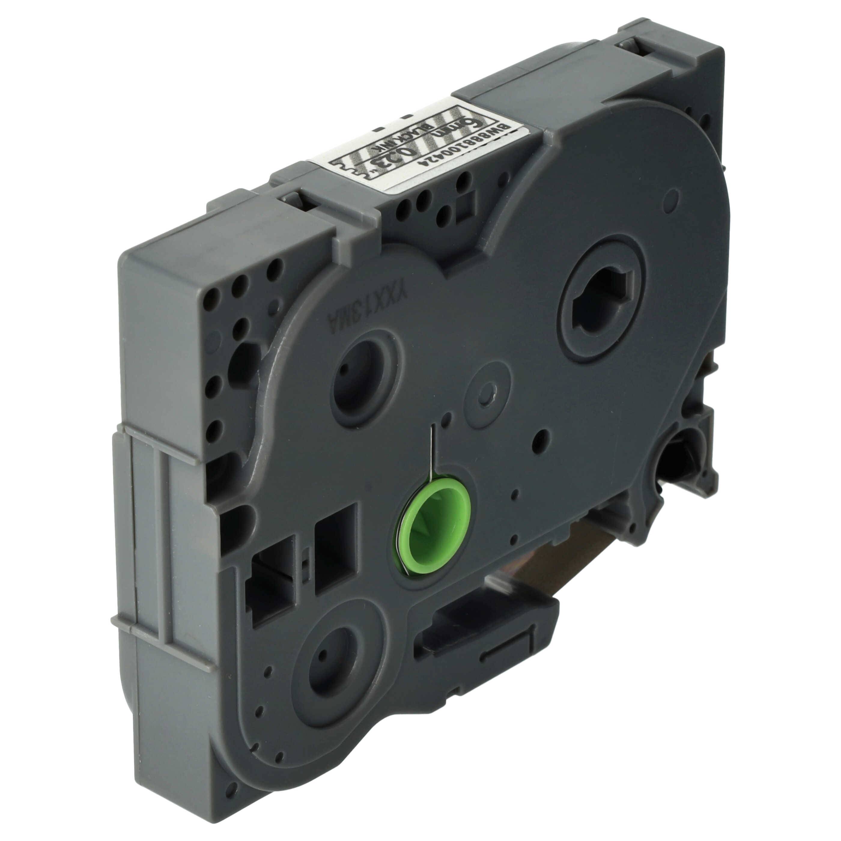 vhbw 1x Schriftband-Kassette kompatibel mit Brother PT H500, H300, H300LI, H200, H110 Etiketten-Drucker 8m x 6mm Schwarz auf Transparent, Laminiert