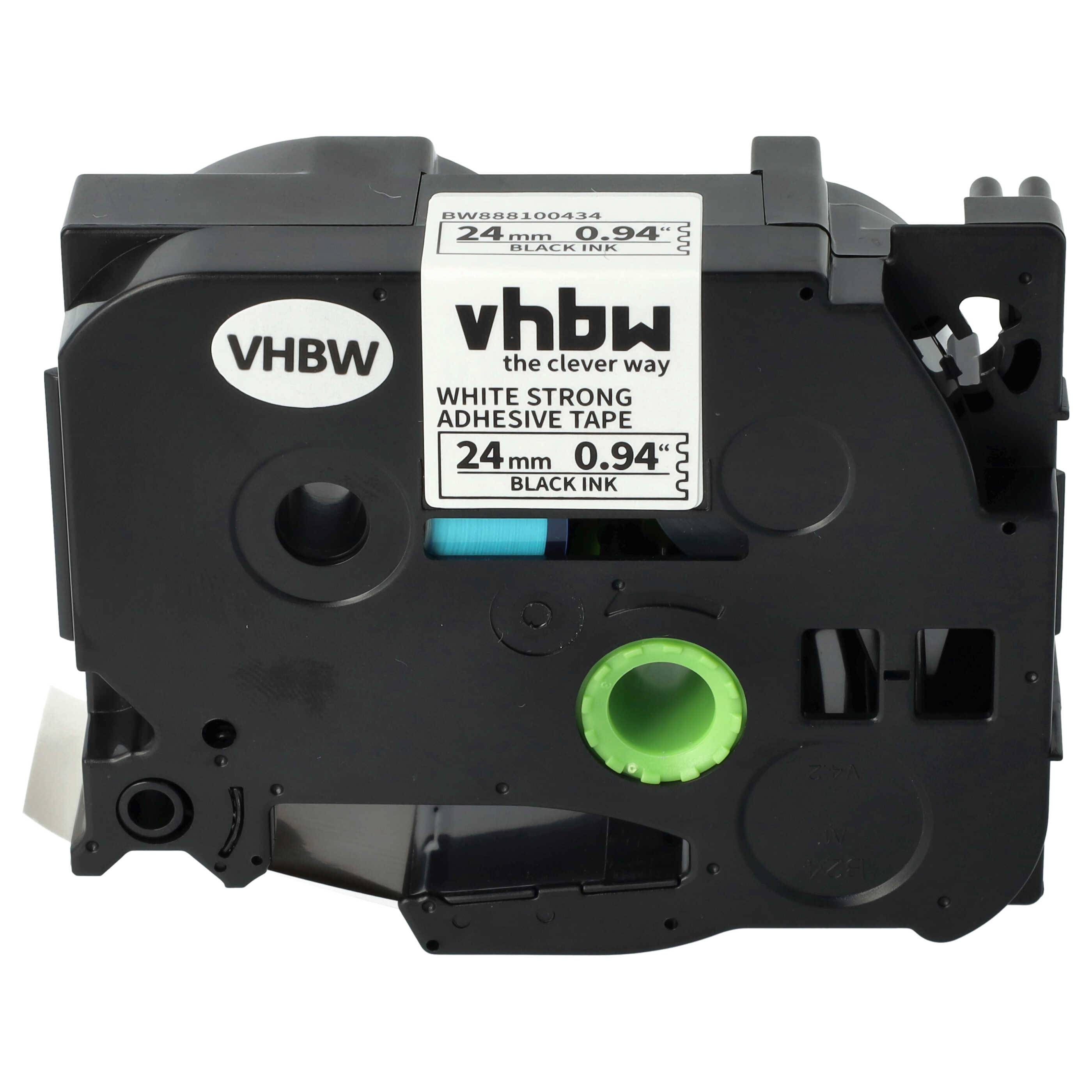 vhbw Schriftband-Kassette kompatibel mit Brother PT 9600, 9700PC, 9800PCN, Cube+ Etiketten-Drucker 8m x 24mm Schwarz auf Weiß, Extra Stark