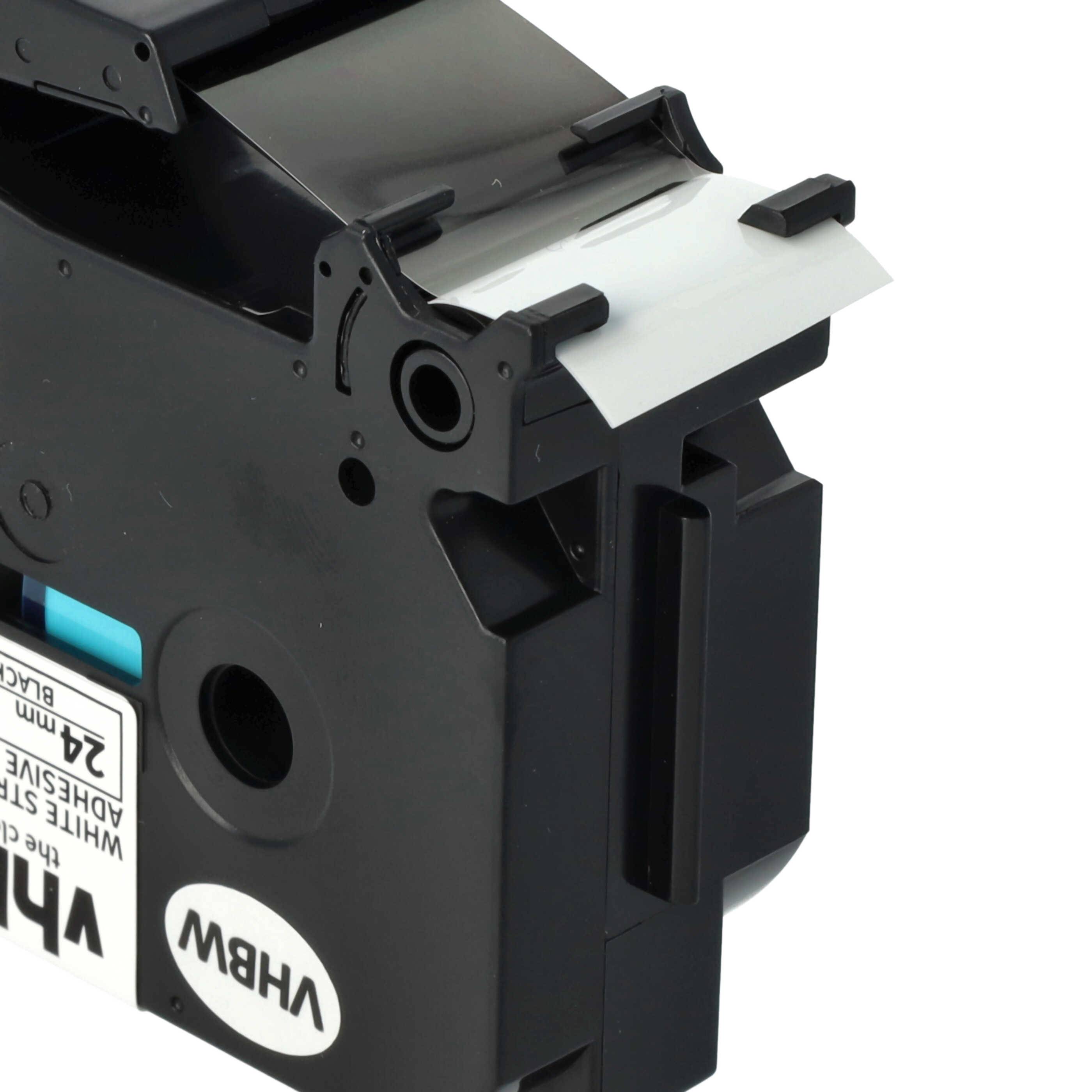 vhbw 1x Schriftband-Kassette kompatibel mit Brother PT 2410, 2400, 2420PC, 2400E Etiketten-Drucker 8m x 24mm Schwarz auf Weiß, Extra Stark