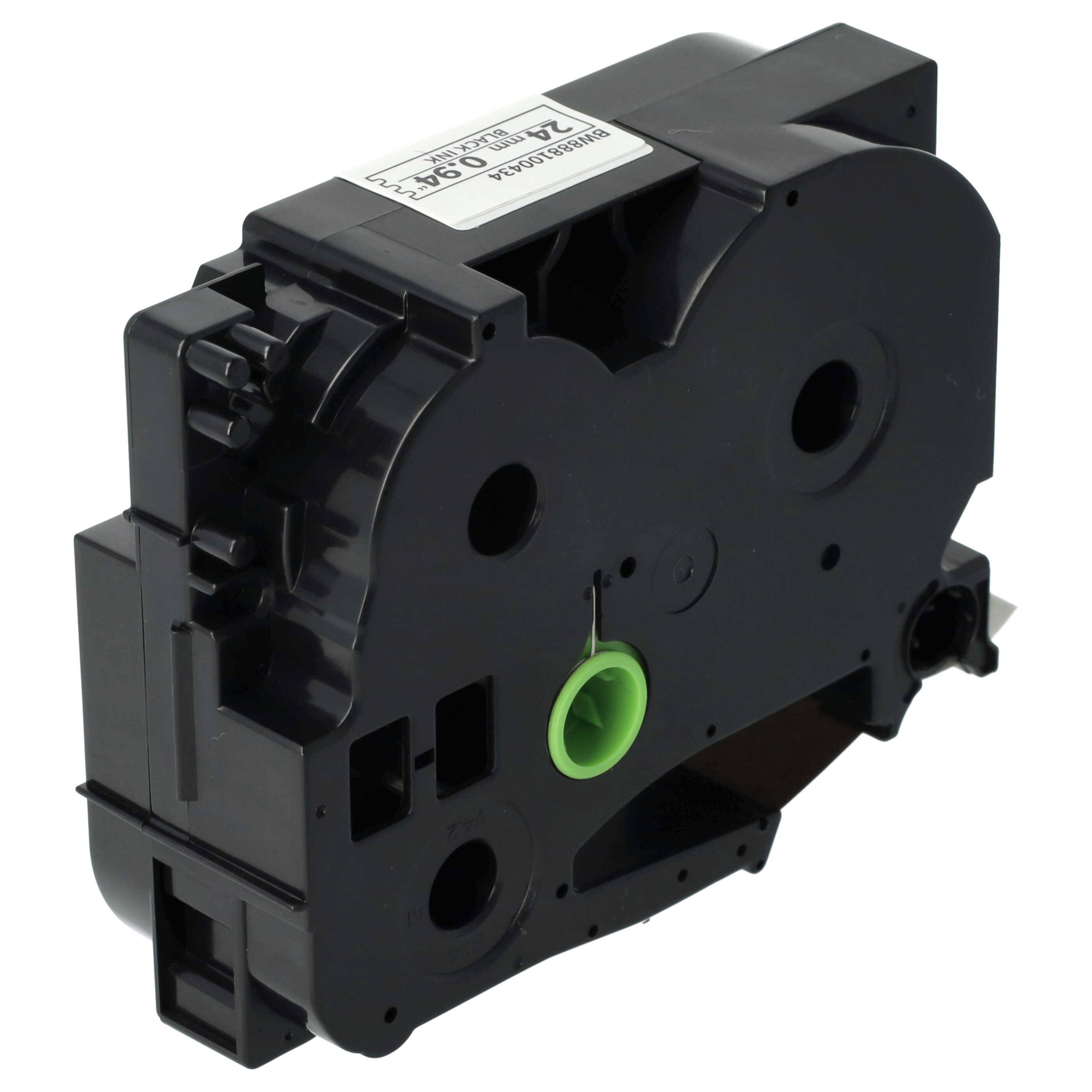 vhbw Schriftband-Kassette kompatibel mit Brother PT 9200, 7500VP, 7600VP, 7600 Etiketten-Drucker 8m x 24mm Schwarz auf Weiß, Extra Stark, Laminiert