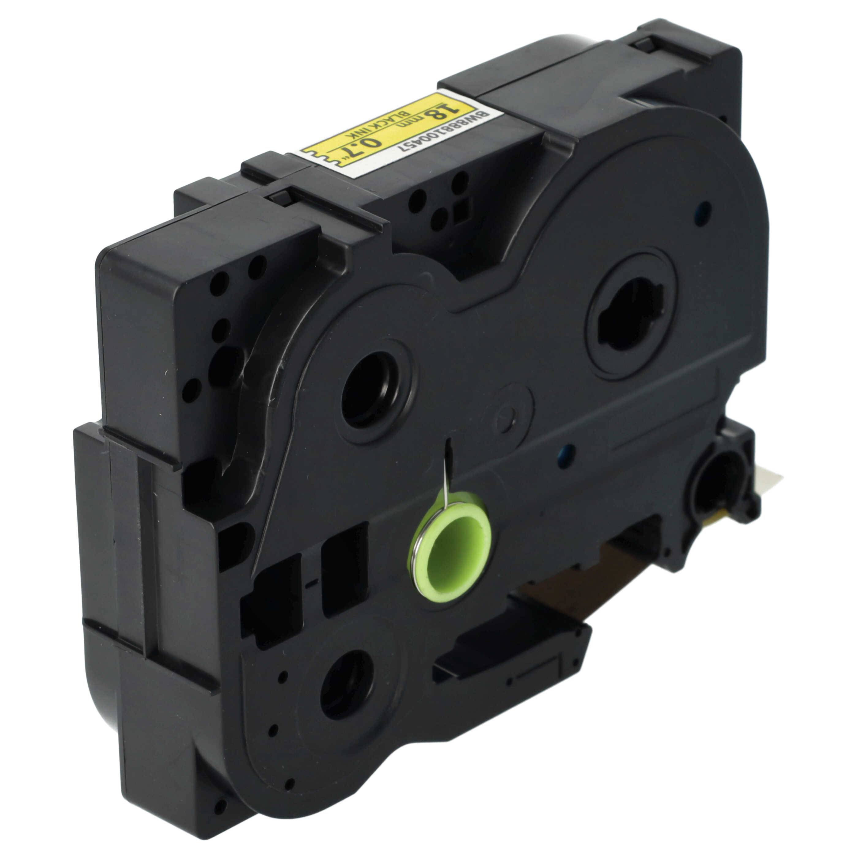 vhbw 1x Schriftband-Kassette kompatibel mit Brother PT P750TDI, P750W, P900 Etiketten-Drucker 8m x 18mm Schwarz auf Gelb, Extra Stark, Laminiert