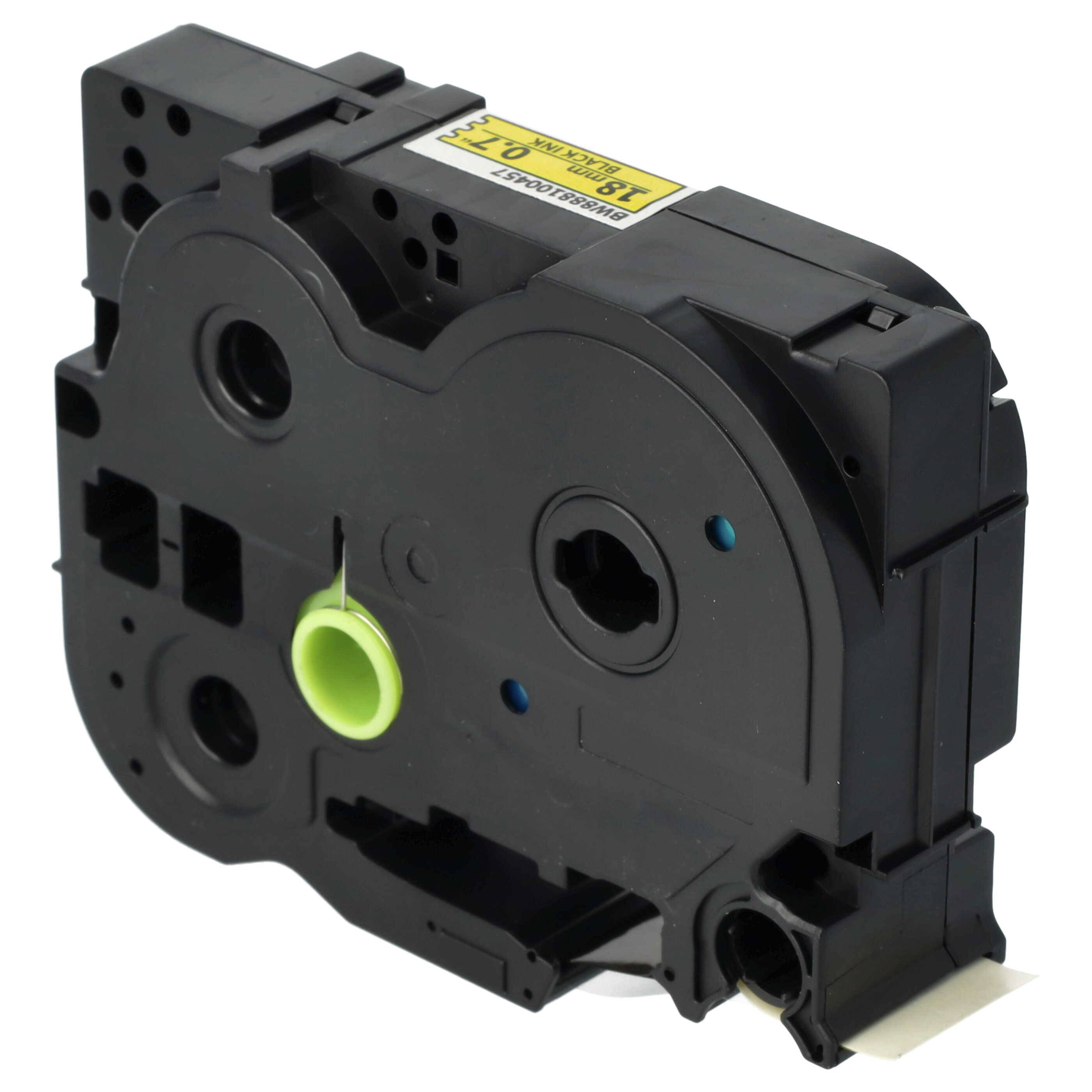 vhbw 1x Schriftband-Kassette kompatibel mit Brother PT P750TDI, P750W, P900 Etiketten-Drucker 8m x 18mm Schwarz auf Gelb, Extra Stark, Laminiert