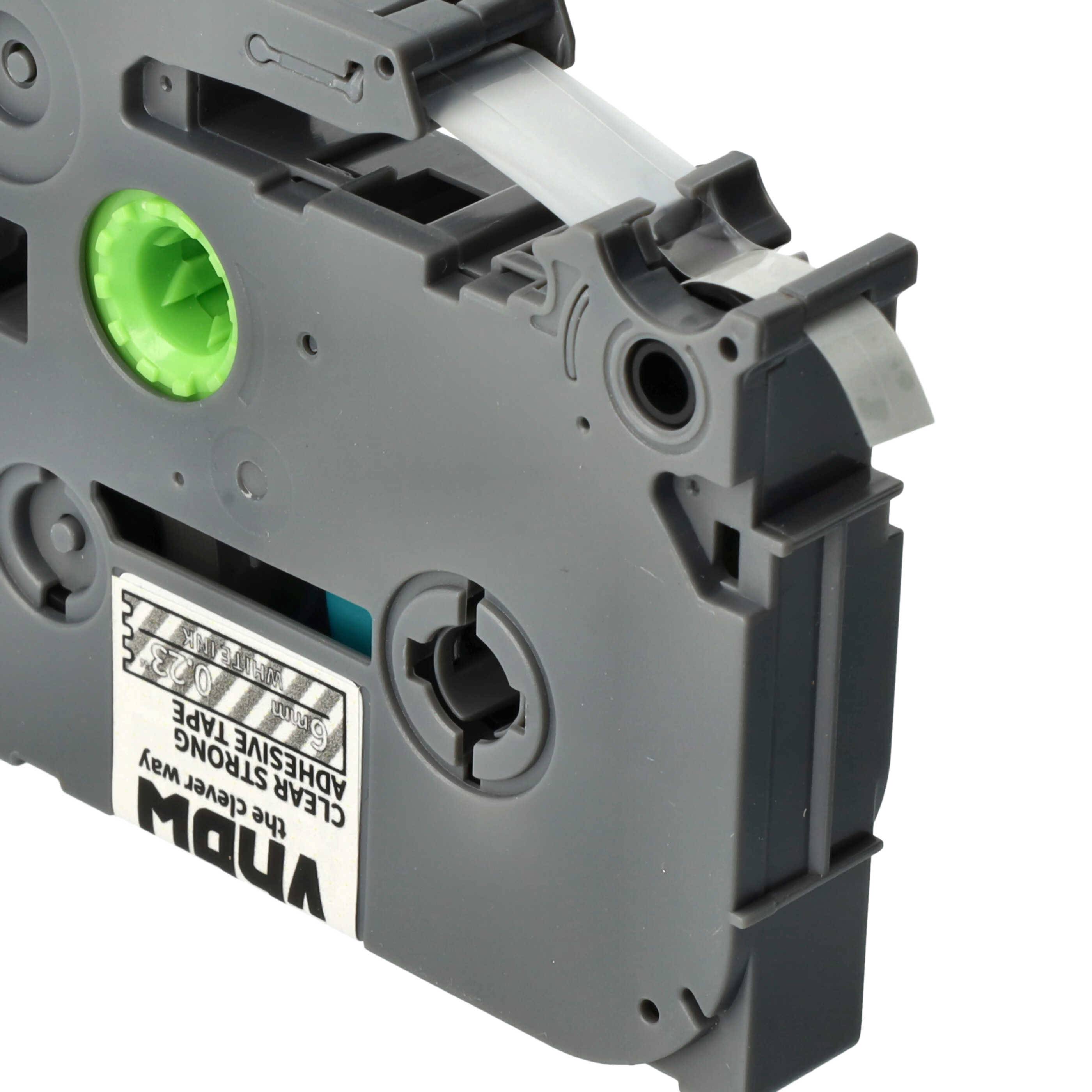 vhbw Schriftband-Kassette kompatibel mit Brother PT P750TDI, P750, P750W Etiketten-Drucker 8m x 6mm Weiß auf Transparent Extra Stark, Laminiert