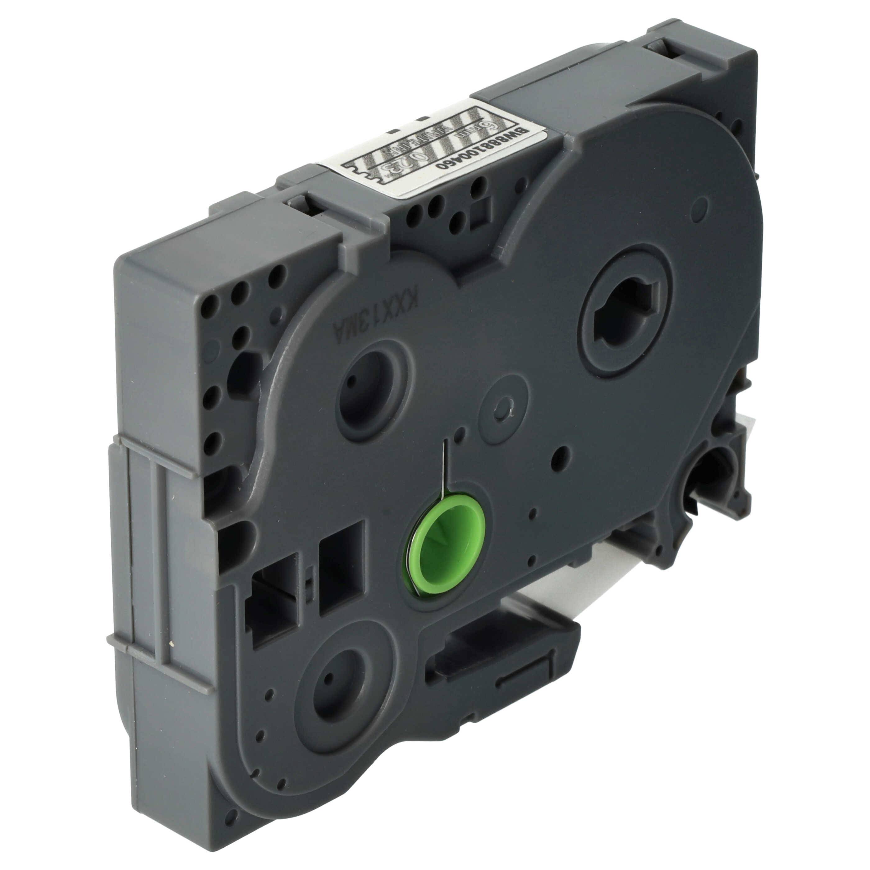 vhbw Schriftband-Kassette kompatibel mit Brother PT P900W, P900, P900NW Etiketten-Drucker 8m x 6mm Weiß auf Transparent Extra Stark, Laminiert