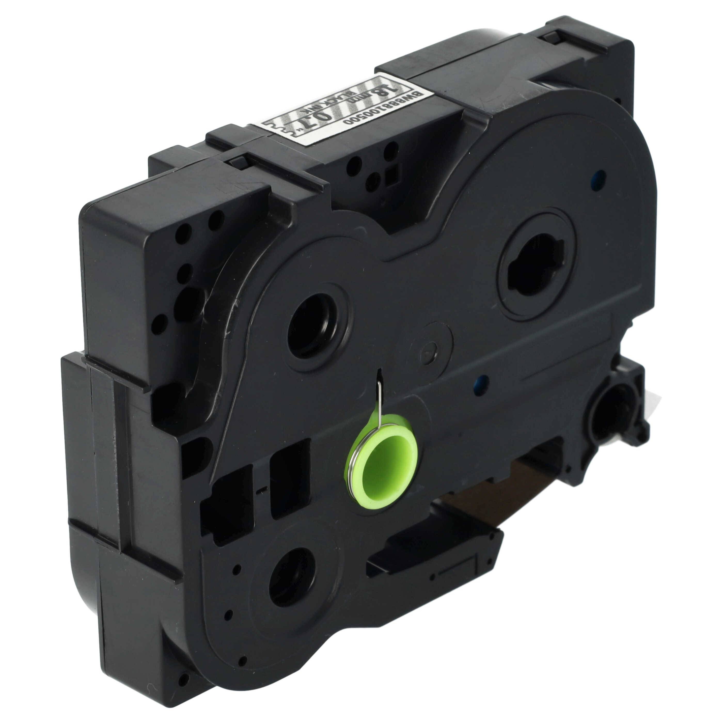 vhbw Schriftband-Kassette kompatibel mit Brother PT P900W, P950W, P900NW Etiketten-Drucker 8m x 18mm Schwarz auf Transparent, Flexibel, Laminiert