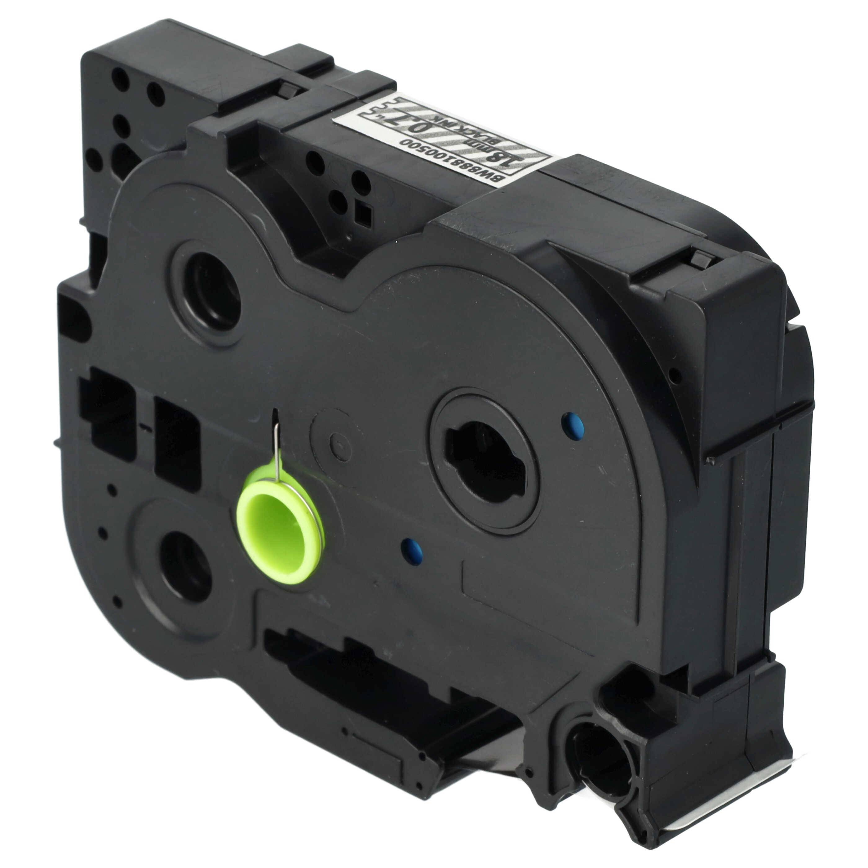 vhbw Schriftband-Kassette kompatibel mit Brother PT P900W, P950W, P900NW Etiketten-Drucker 8m x 18mm Schwarz auf Transparent, Flexibel, Laminiert