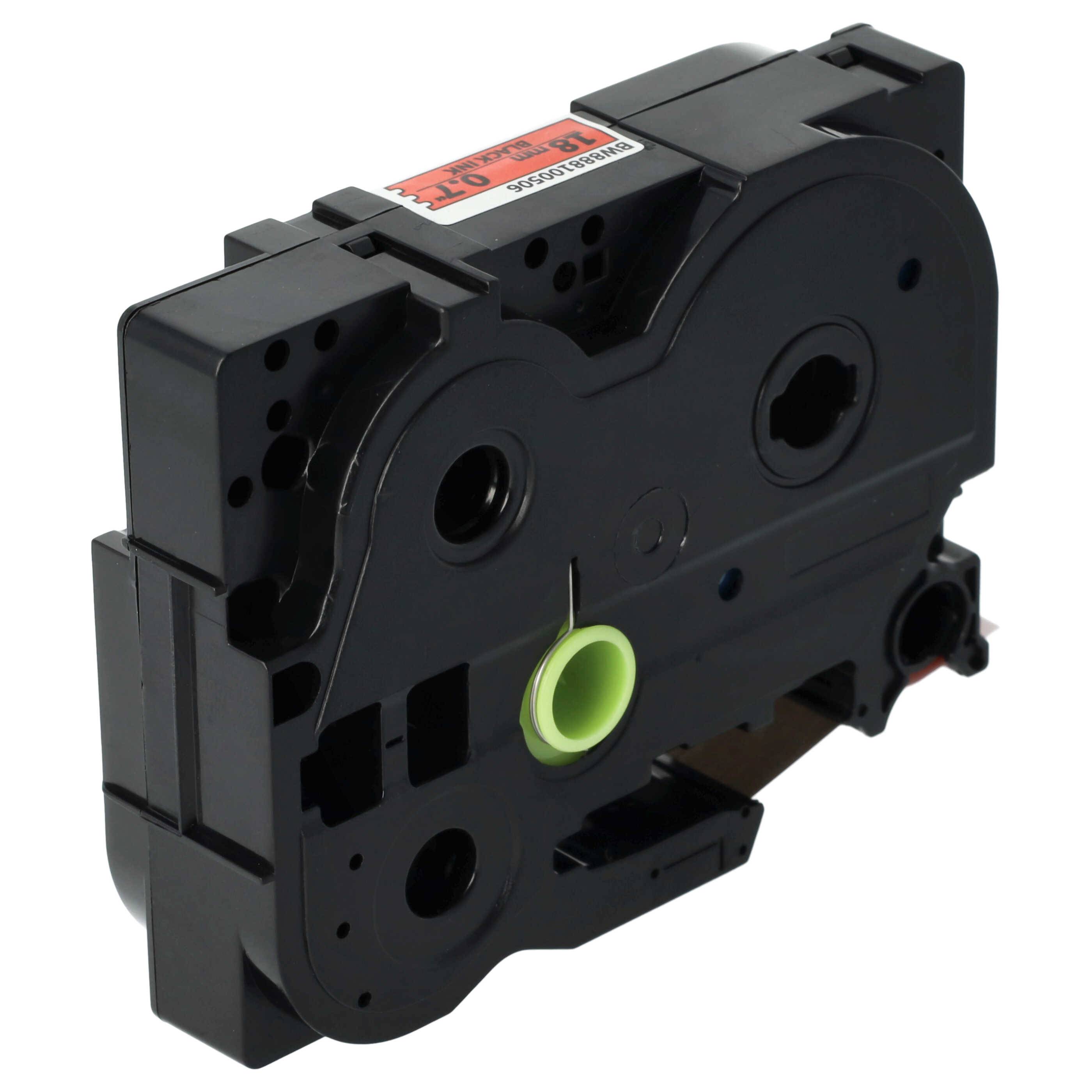 vhbw Schriftband-Kassette kompatibel mit Brother PT P750TDI, P750W, P900, P900NW Etiketten-Drucker 8m x 18mm Schwarz auf Rot, Flexibel, Laminiert