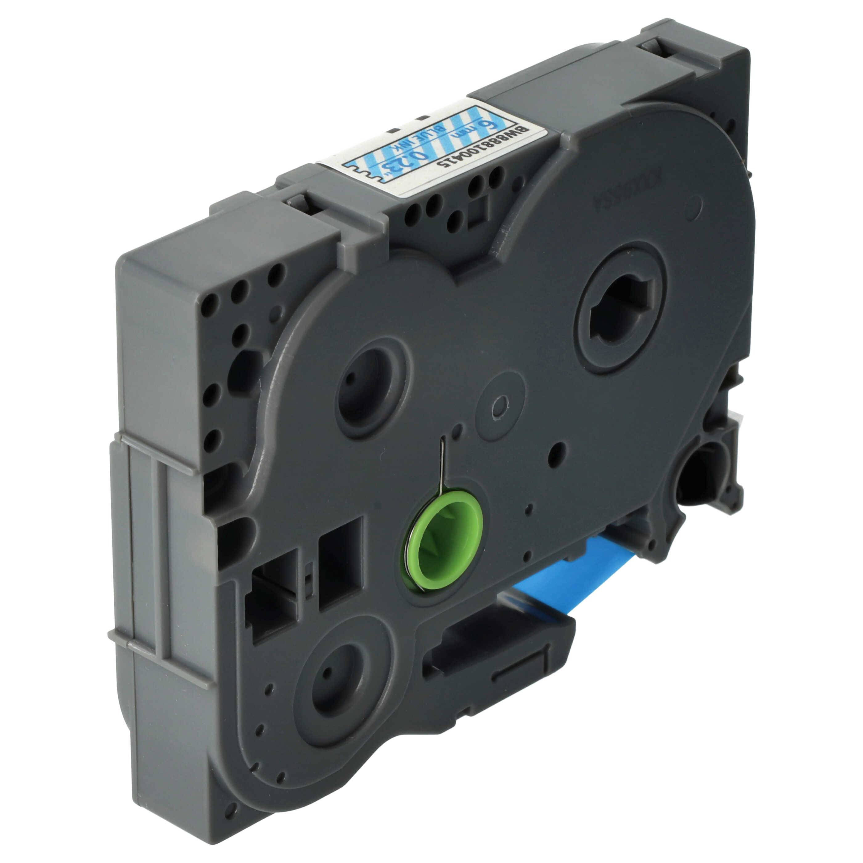 vhbw Schriftband-Kassette kompatibel mit Brother PT 1800+, 1810, 1830SC, 1830VP, 1830 Etiketten-Drucker 8m x 6mm Blau auf Transparent, Laminiert