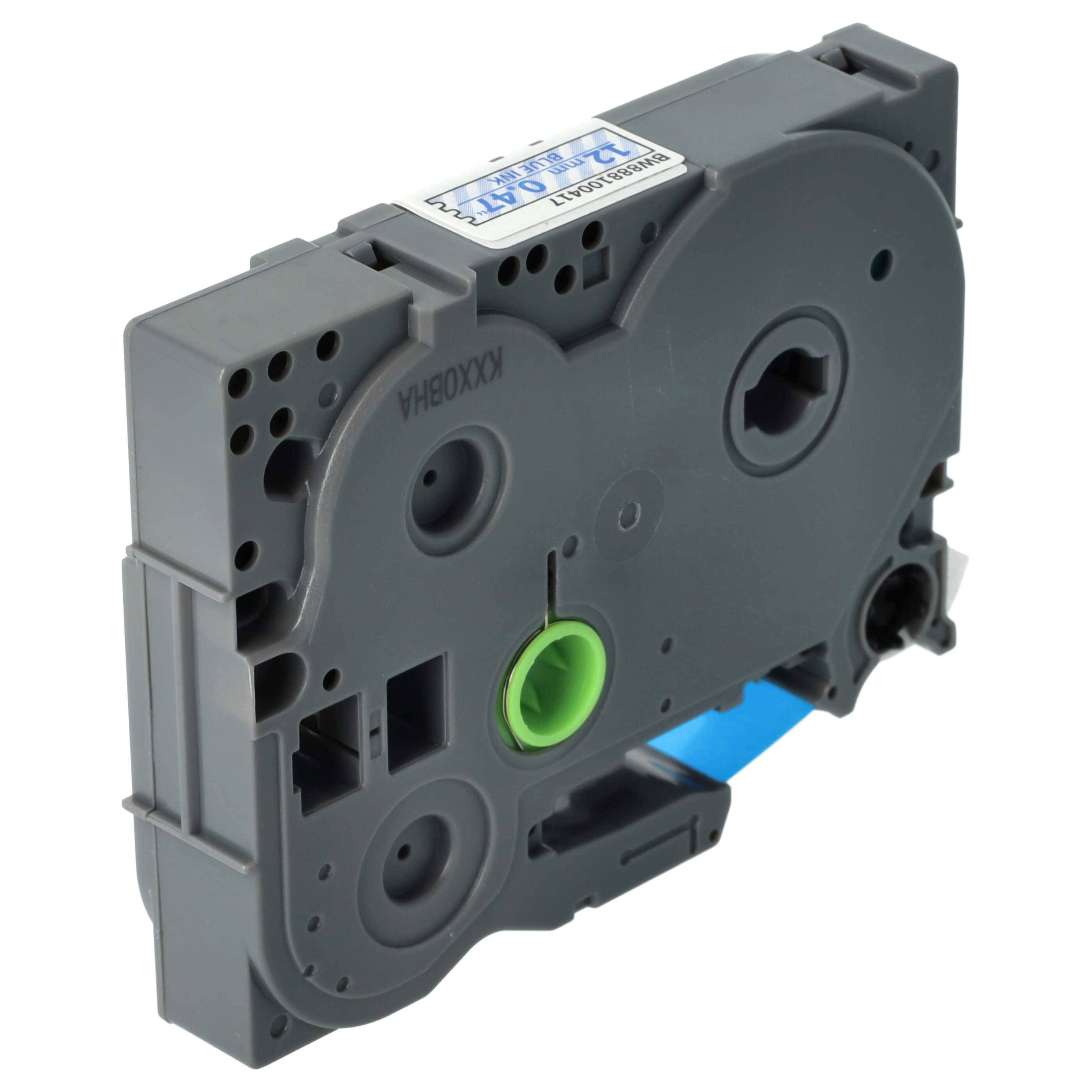 vhbw Schriftband-Kassette kompatibel mit Brother PT 1250J | 1250LB, 1250S, 1250VP, 1250VPS Etiketten-Drucker 8m x 12mm Blau auf Transparent