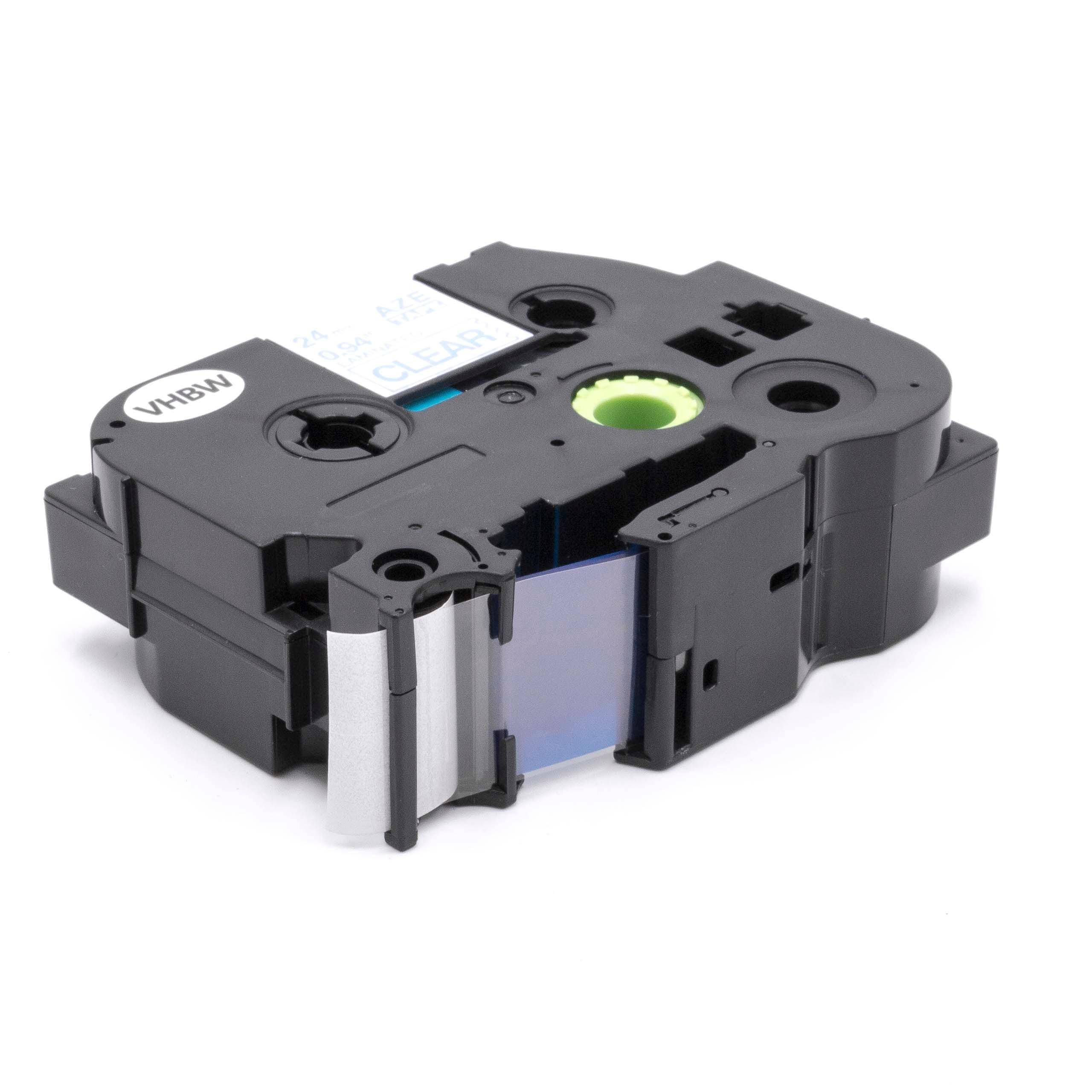 vhbw Schriftband-Kassette kompatibel mit Brother P-Touch 2730VP, 330, 350, 3600, 520, 530, 540, 550 Etiketten-Drucker 24mm Blau auf Transparent