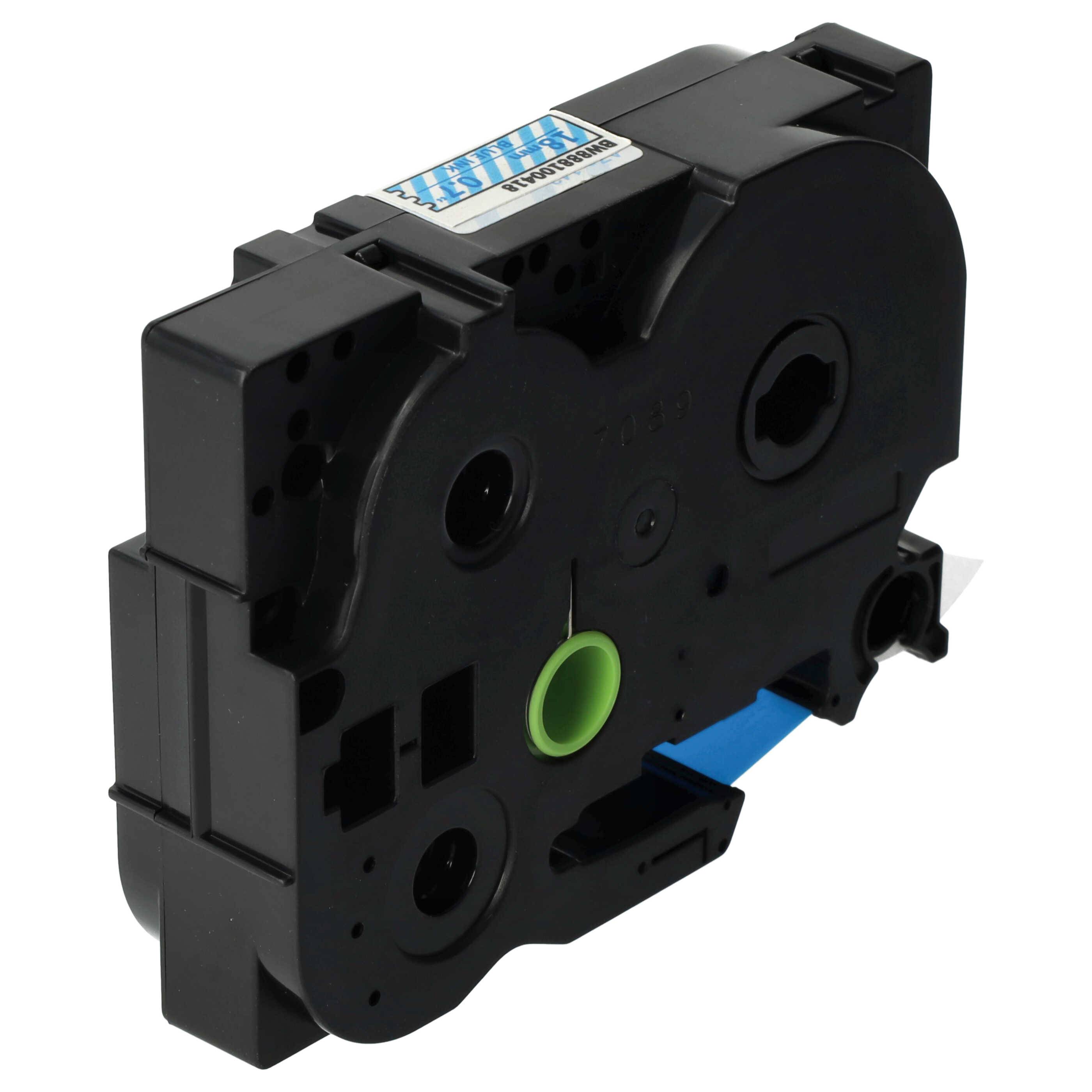 vhbw Schriftband-Kassette kompatibel mit Brother PT 2480, 2610, 2700, 2700VP, 2710, 2500PC, 2600 Etiketten-Drucker 8m x 18mm Blau auf Transparent