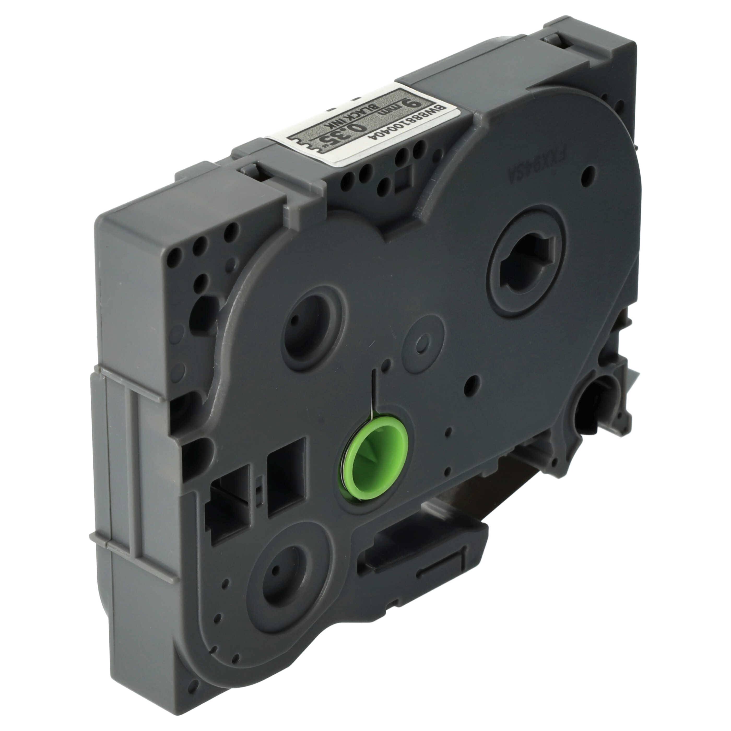 vhbw Schriftband-Kassette kompatibel mit Brother PT 2100VP, 2100, 2030AD, 2030VP, 210, 210E Etiketten-Drucker 8m x 9mm Schwarz auf Silber, Laminiert