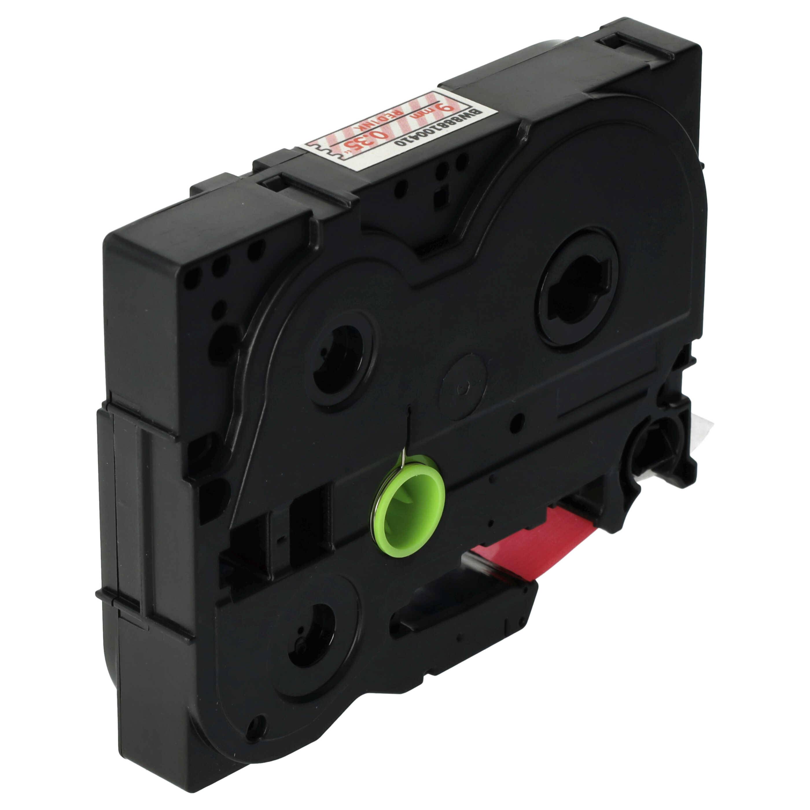 vhbw Schriftband-Kassette kompatibel mit Brother PT 1005FB, 1010NB, 1010NB, 1010R1, 1010 Etiketten-Drucker 8m x 9mm Rot auf Transparent, Laminiert