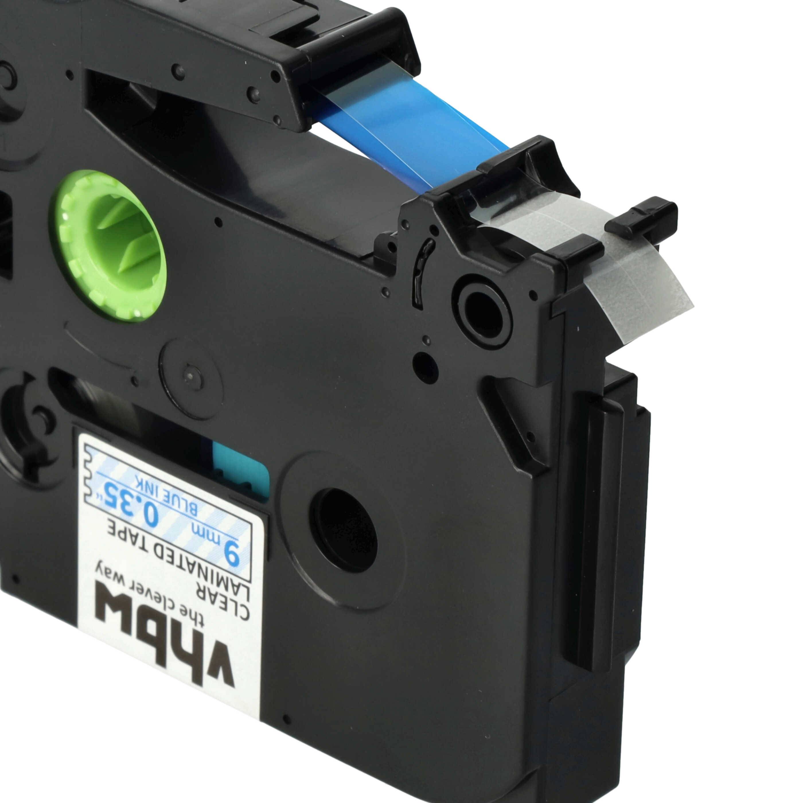 vhbw Schriftband-Kassette kompatibel mit Brother PT E500, E500VP, E550W, E550WVP, E800W Etiketten-Drucker 8m x 9mm Blau auf Transparent, Laminiert