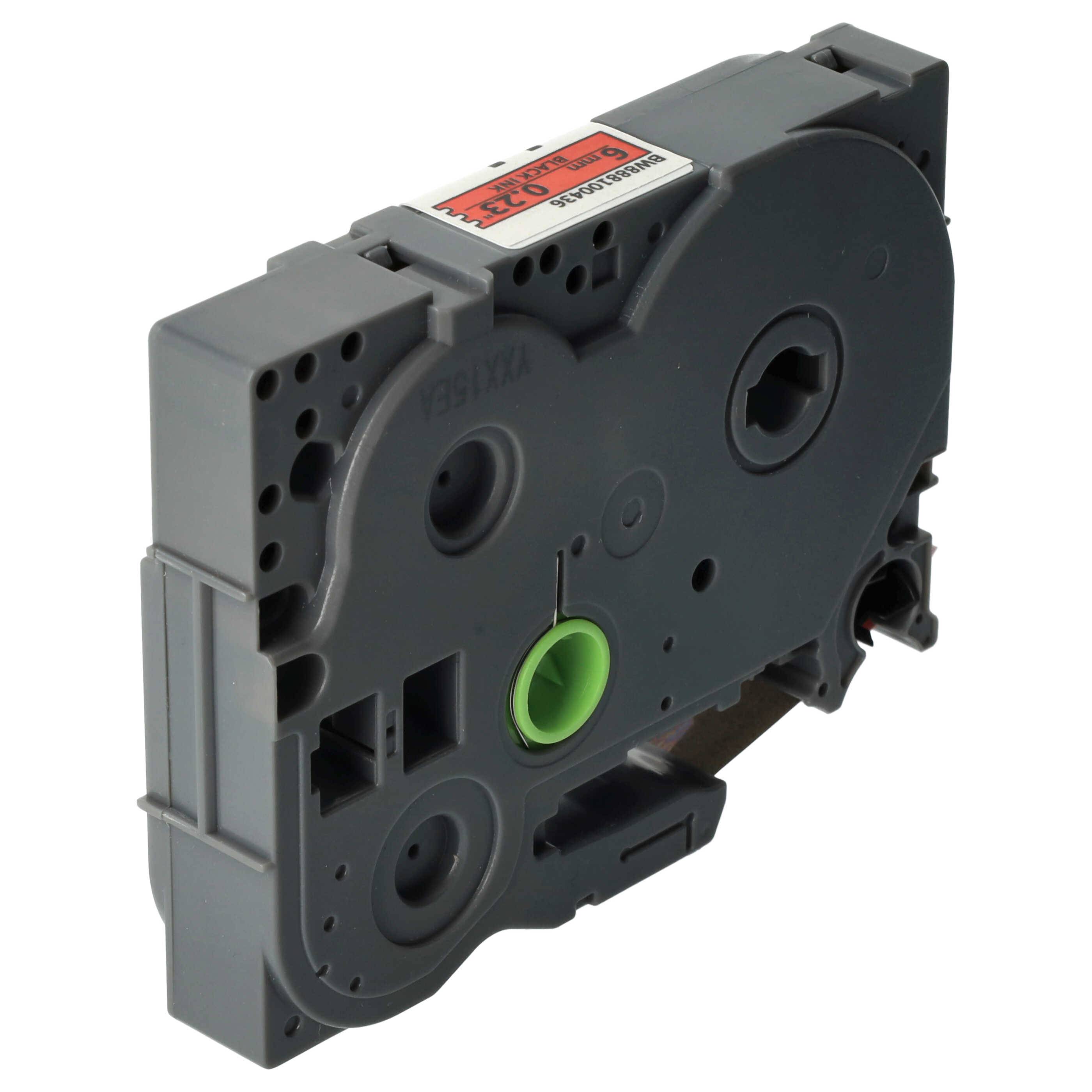 vhbw Schriftband-Kassette kompatibel mit Brother PT 1280SR, 1280VP, 1280VPS, 1290 Etiketten-Drucker 8m x 6mm Schwarz auf Rot, Kunststoff, Extra