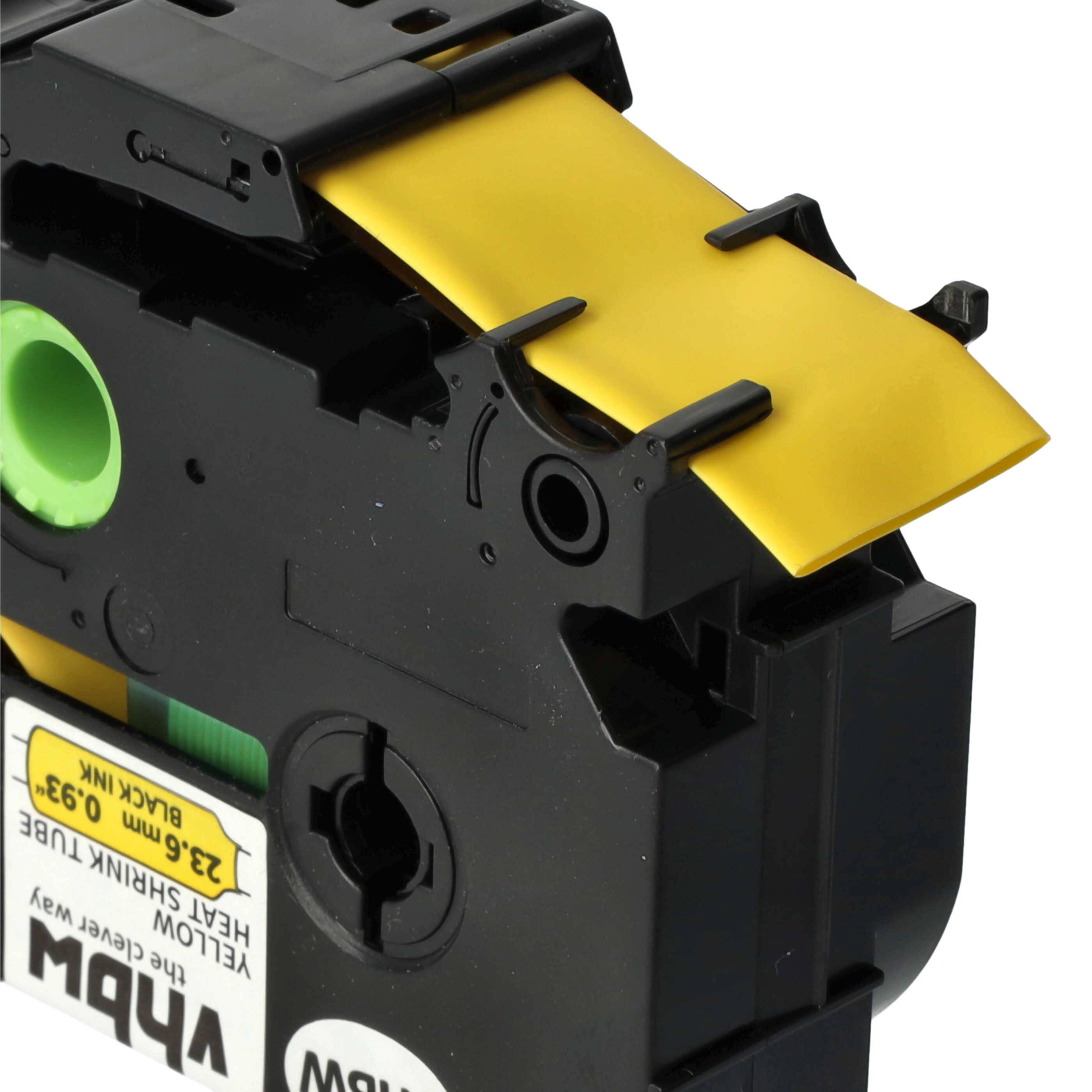 vhbw Schriftband-Kassette kompatibel mit Brother PT P900W, P950NW, P750W Etiketten-Drucker Schwarz auf Gelb, Schrumpfschlauch-Kassette