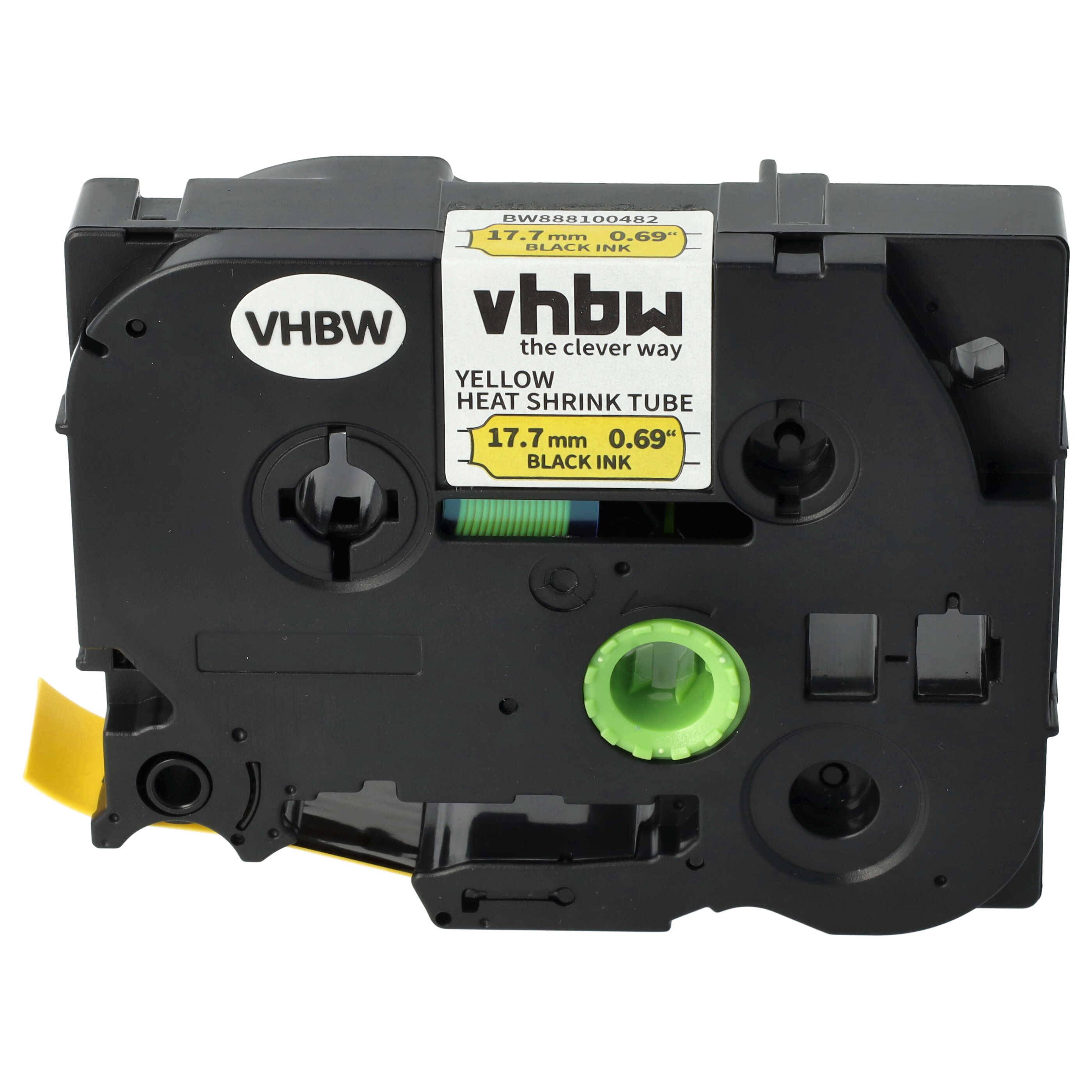 vhbw Schriftband-Kassette kompatibel mit Brother PT H500LI, H500 Etiketten-Drucker 1,5m x 17,7mm Schwarz auf Gelb, Schrumpfschlauch-Kassette