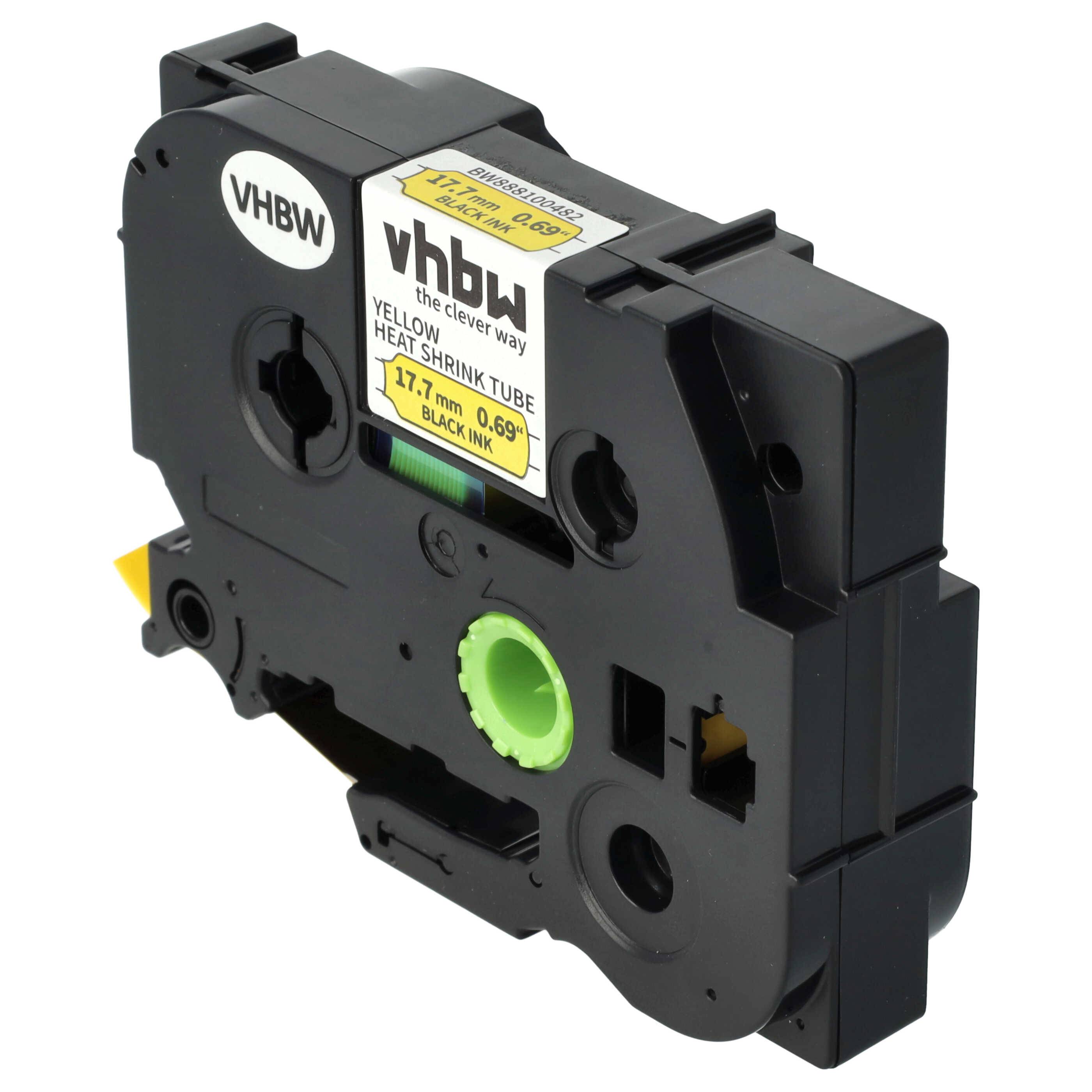 vhbw Schriftband-Kassette kompatibel mit Brother PT H500LI, H500 Etiketten-Drucker 1,5m x 17,7mm Schwarz auf Gelb, Schrumpfschlauch-Kassette