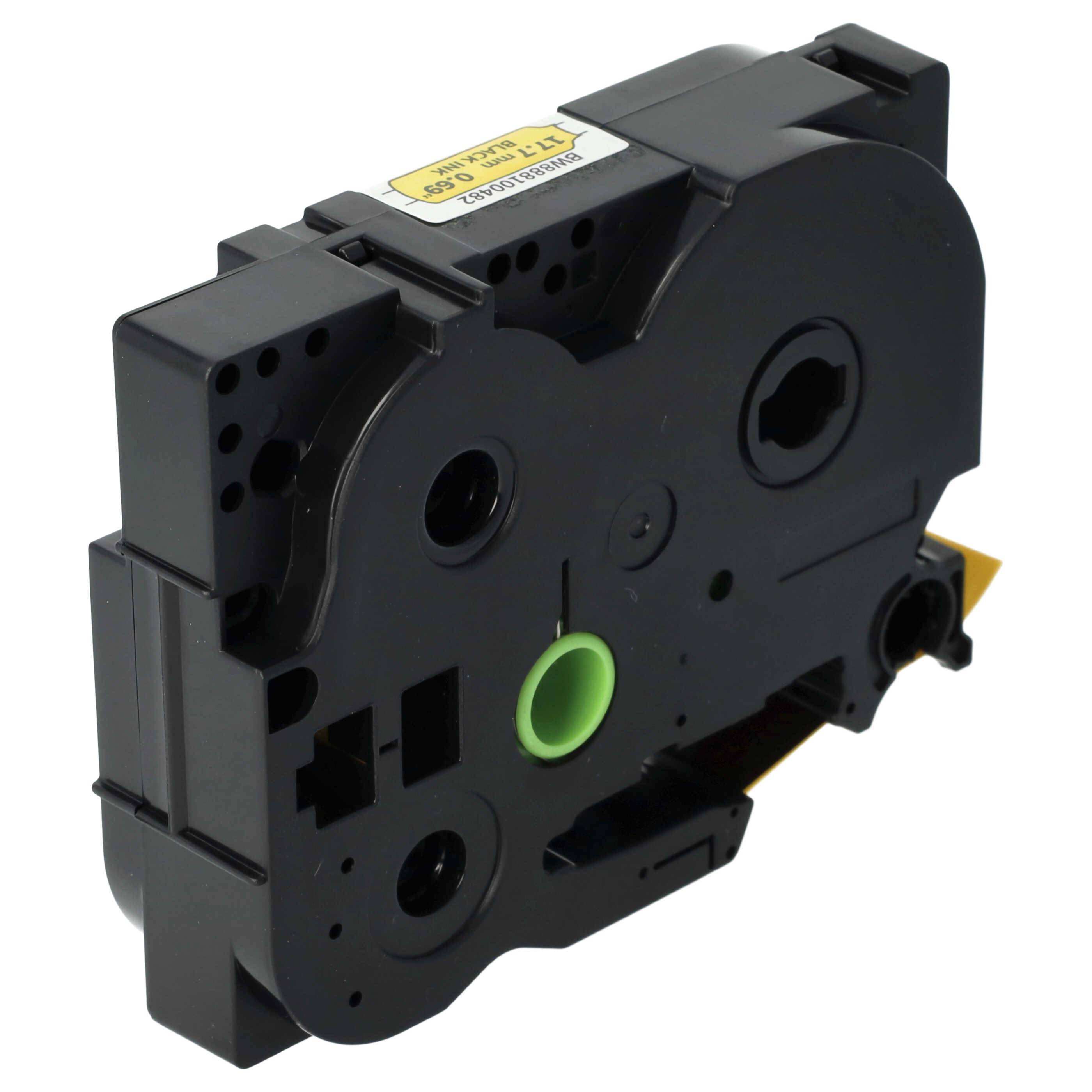 vhbw Schriftband-Kassette kompatibel mit Brother PT H500LI, H500 Etiketten-Drucker 1,5m x 17,7mm Schwarz auf Gelb, Schrumpfschlauch-Kassette