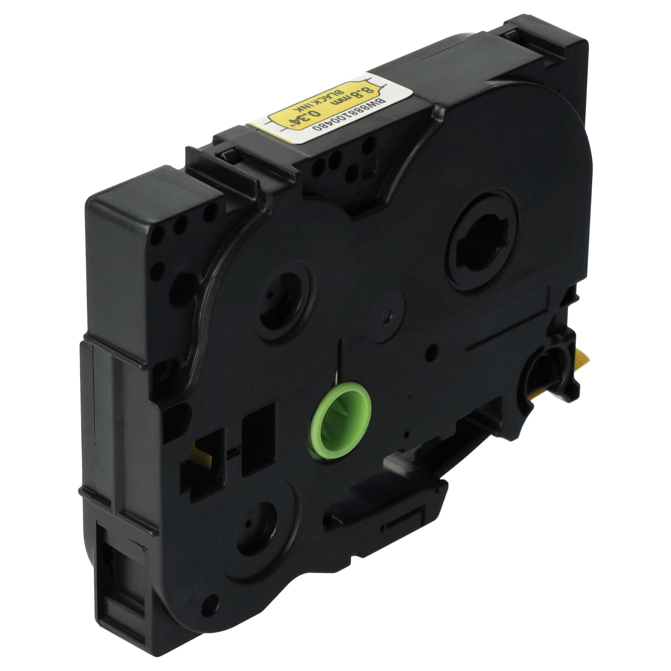 vhbw Schriftband-Kassette kompatibel mit Brother PT E550W, E550 Etiketten-Drucker 1,5m x 8,8mm Schwarz auf Gelb, Schrumpfschlauch-Kassette