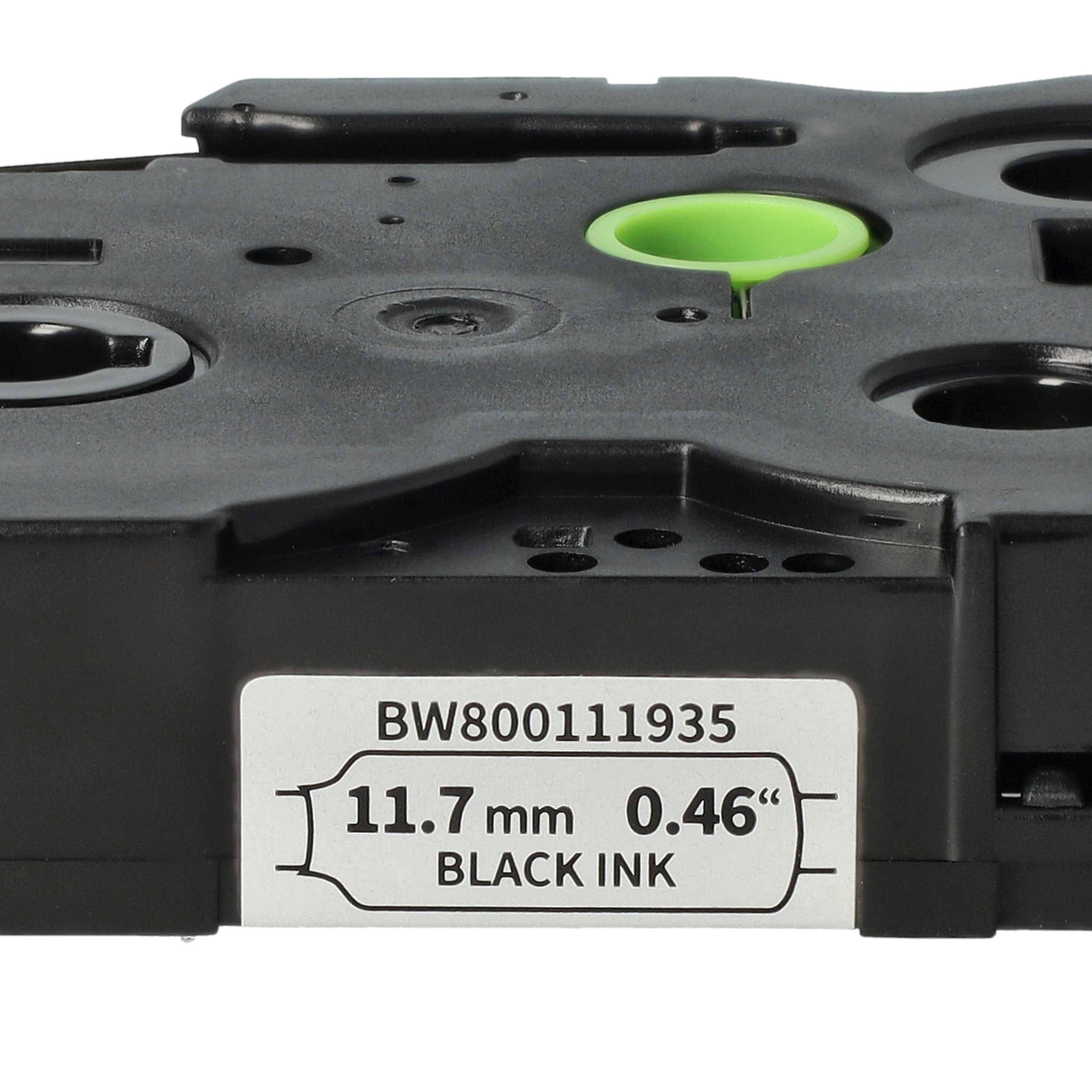 vhbw Schriftband-Kassette kompatibel mit Brother P-Touch P950NW Etiketten-Drucker 1,5m x 11,7mm Schwarz auf Weiß, Schrumpfschlauch-Kassette