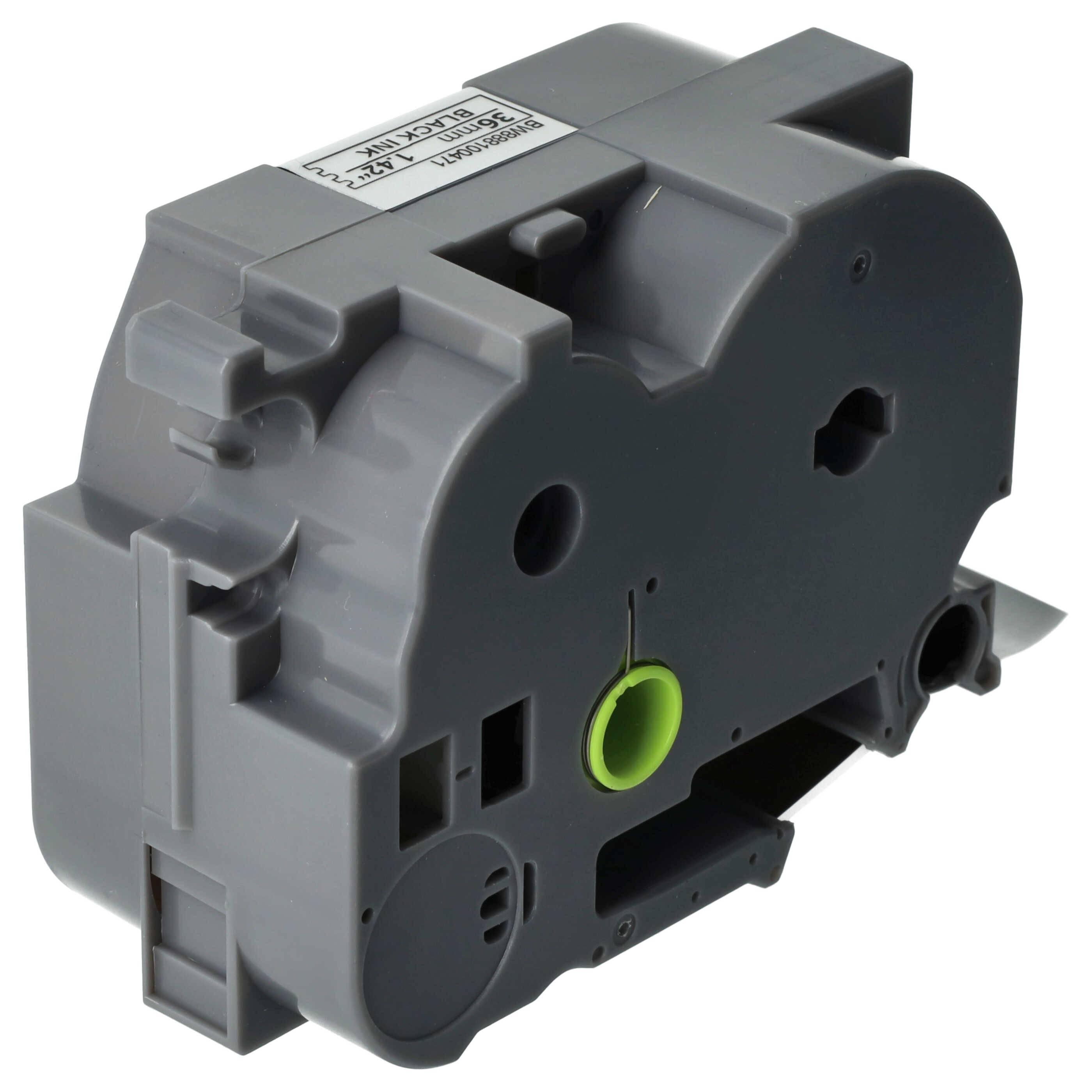 vhbw Schriftband-Kassette kompatibel mit Brother PT 550, 9200, 550A, 3600, 530 Etiketten-Drucker 8m x 36mm Schwarz auf Matt-Silber, Extra Stark