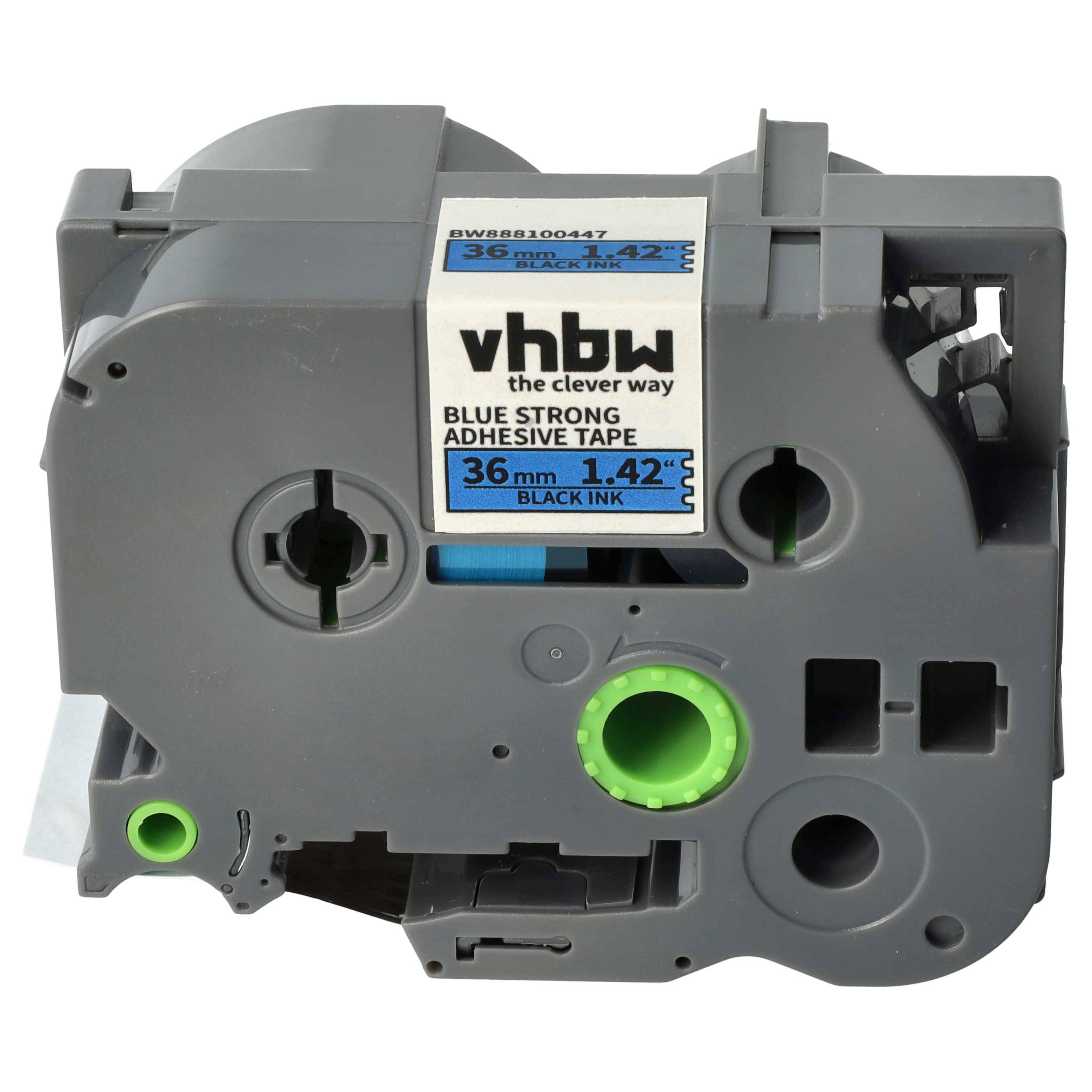 vhbw Schriftband-Kassette kompatibel mit Brother PT P900W, P950NW, P950W, P900NW Etiketten-Drucker 8m x 36mm Schwarz auf Blau, Extra Stark