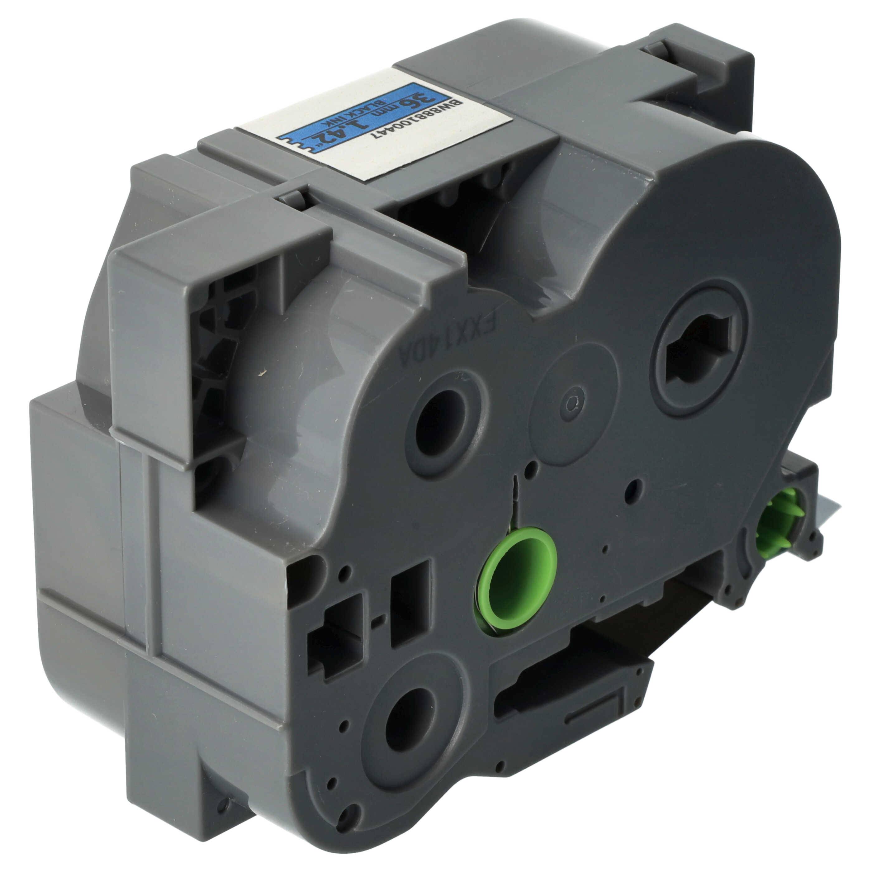 vhbw Schriftband-Kassette kompatibel mit Brother PT 550, 9200, 550A, 3600, 530 Etiketten-Drucker 8m x 36mm Schwarz auf Blau, Extra Stark, Laminiert