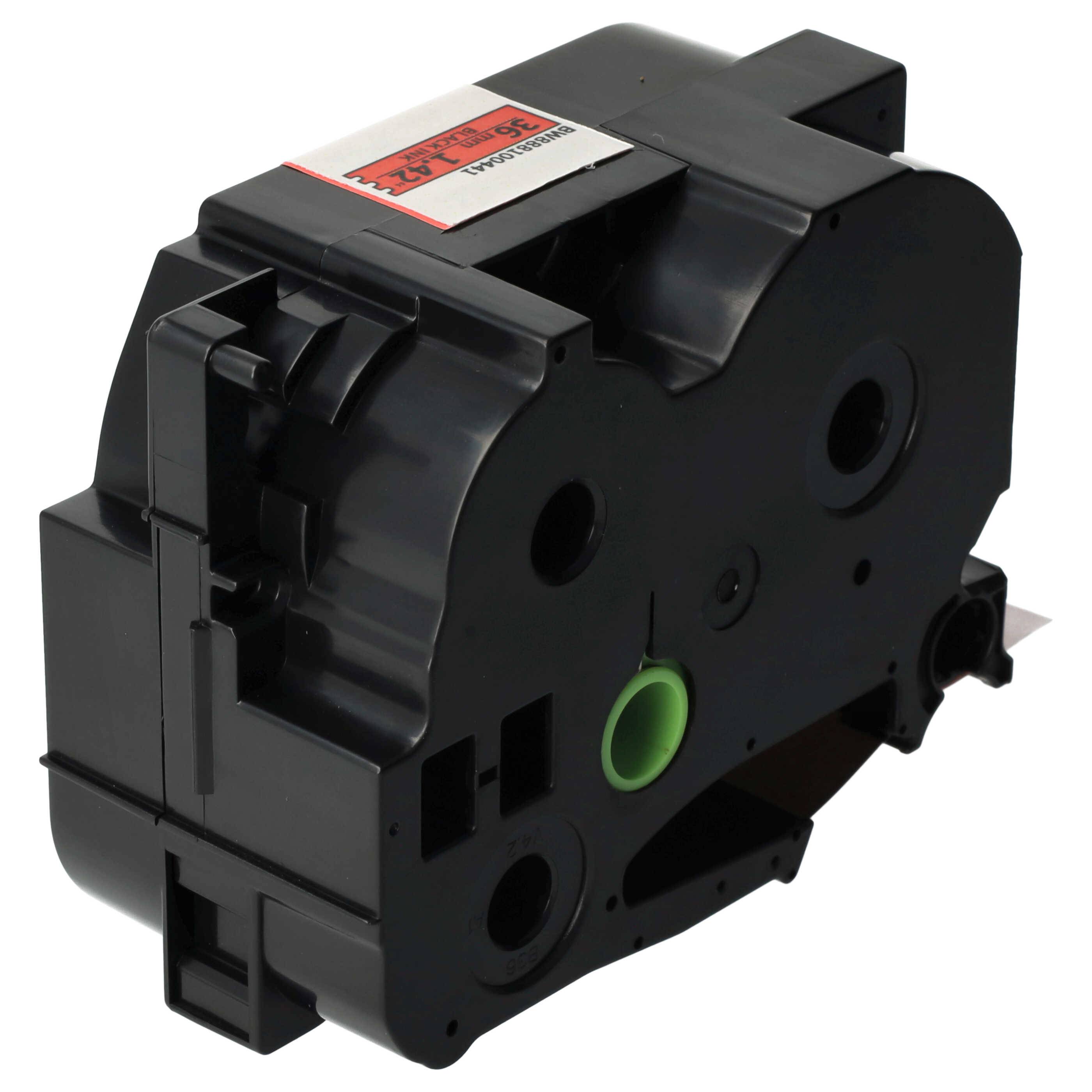 vhbw Schriftband-Kassette kompatibel mit Brother PT D800W, E800W, P900, P900NW Etiketten-Drucker 8m x 36mm Schwarz auf Rot, Extra Stark, Laminiert