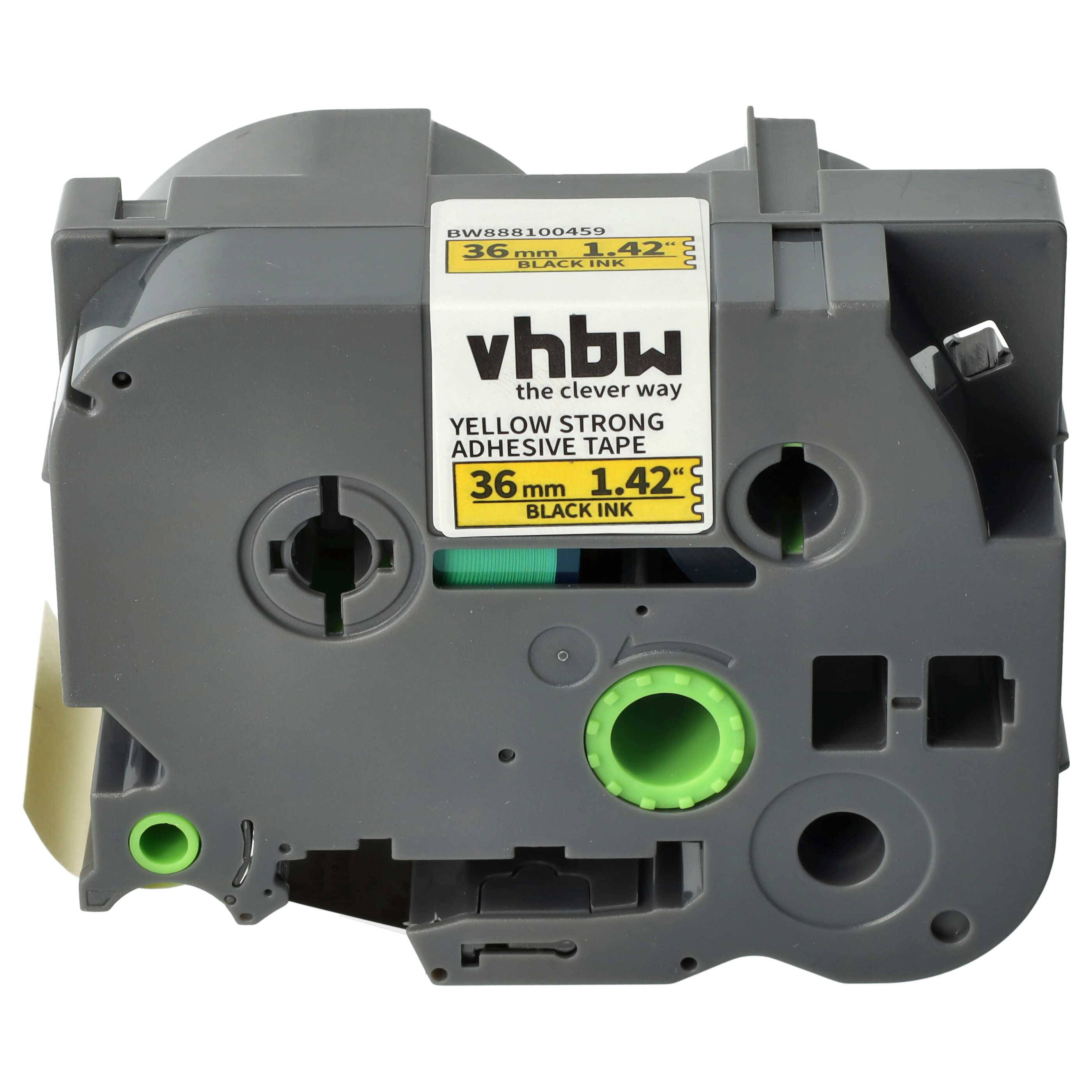 vhbw Schriftband-Kassette kompatibel mit Brother PT P900W | P950NW, P950W, P900NW Etiketten-Drucker 8m x 36mm Schwarz auf Gelb, Extra Stark