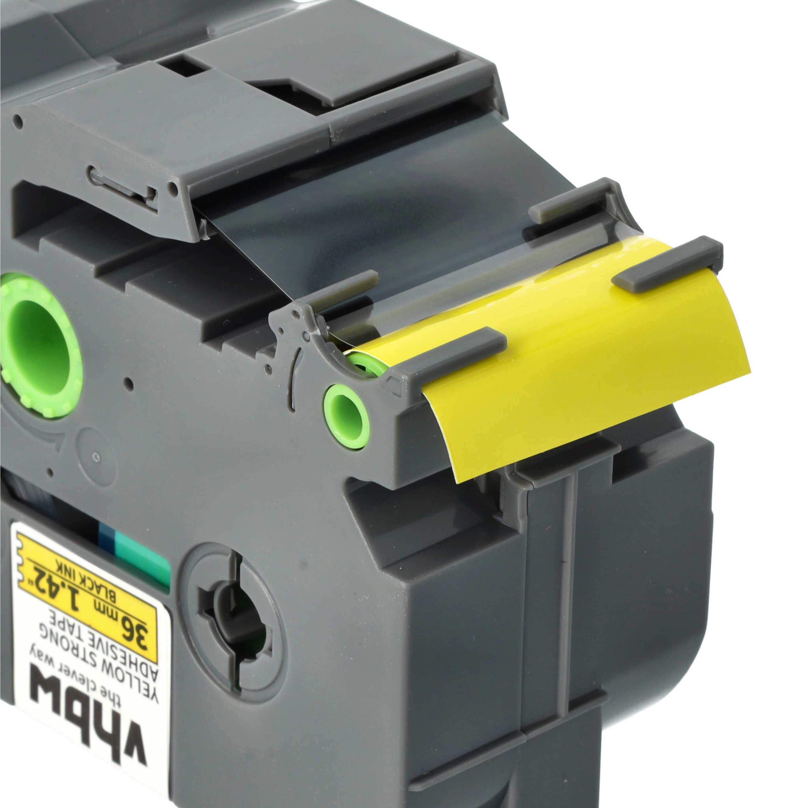 vhbw 1x Schriftband-Kassette kompatibel mit Brother PT 9200, 9200PC, 9200DX Etiketten-Drucker 8m x 36mm Schwarz auf Gelb, Extra Stark, Laminiert