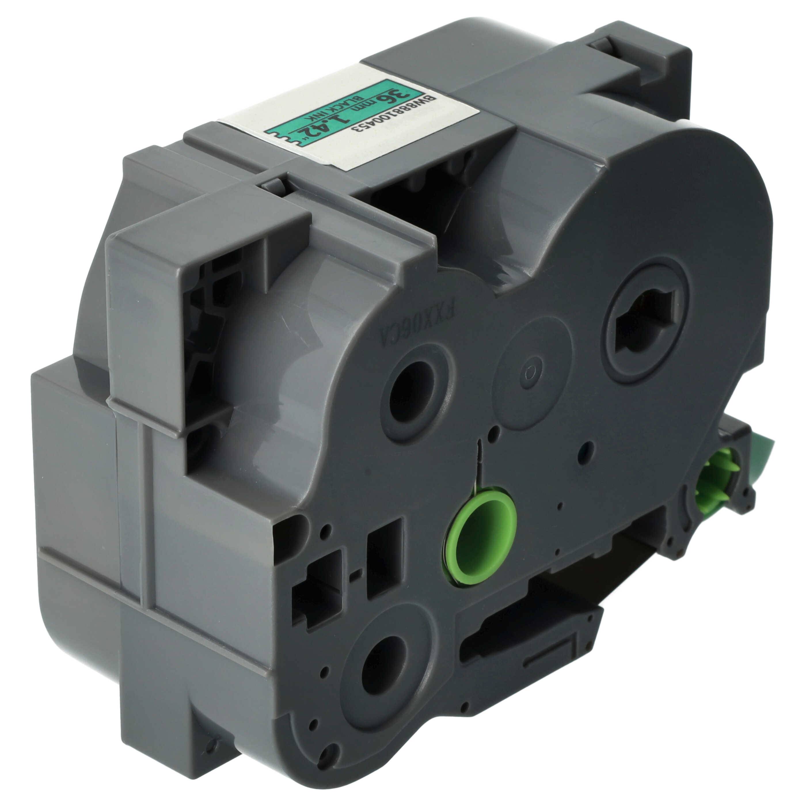 vhbw 1x Schriftband-Kassette kompatibel mit Brother PT 550, 9200, 550A, 3600, 530, 9200DX Etiketten-Drucker 36mm Schwarz auf Grün, Extra Stark