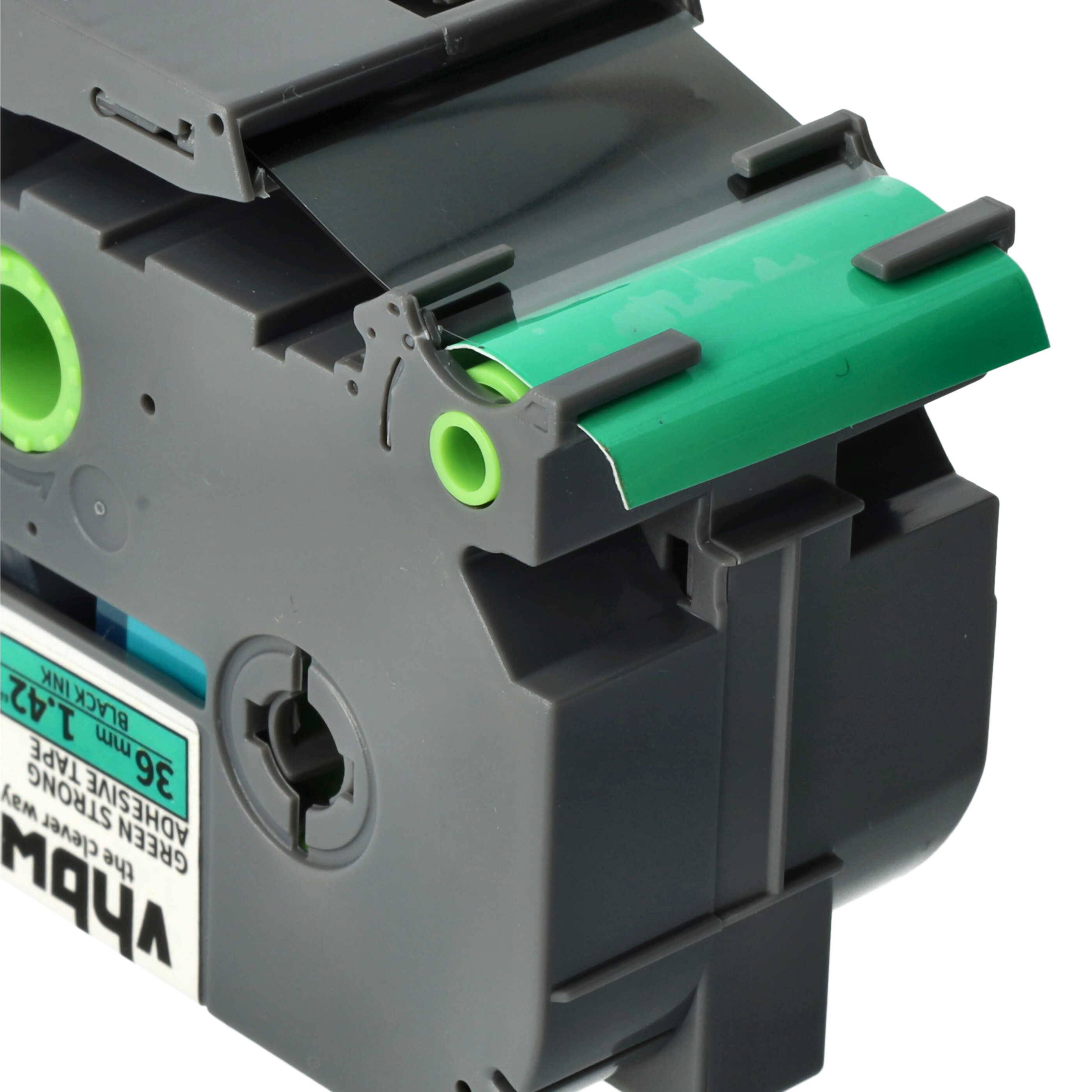 vhbw 1x Schriftband-Kassette kompatibel mit Brother PT RL700S, P900W, P950NW, P950W Etiketten-Drucker 36mm Schwarz auf Grün, Extra Stark