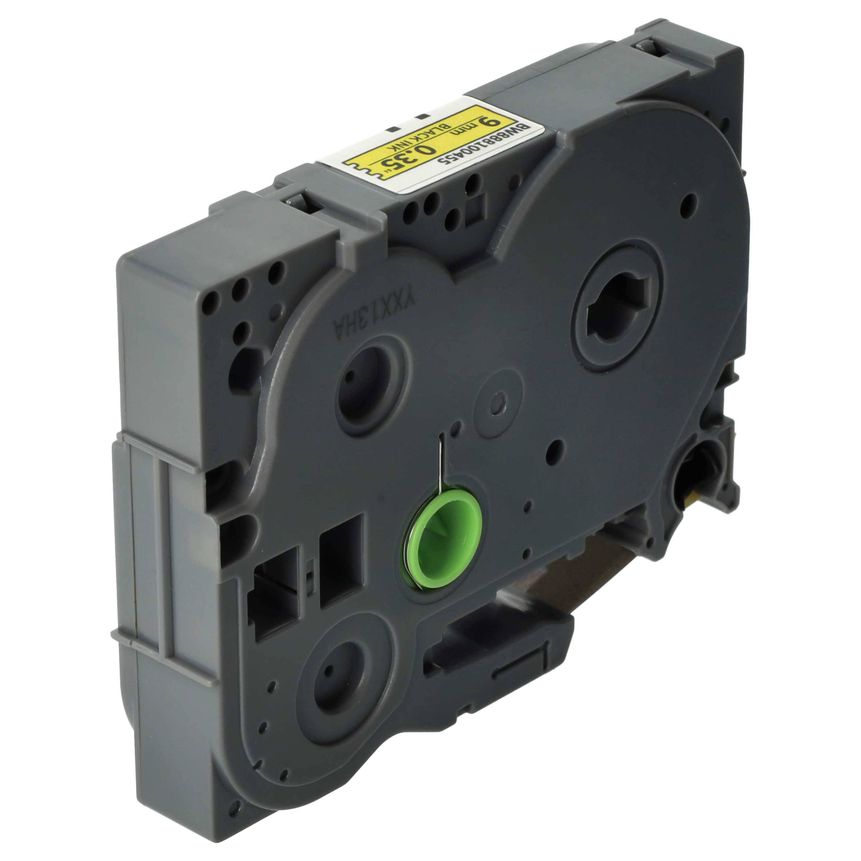 vhbw Schriftband-Kassette kompatibel mit Brother PT H500LI, P300BT, H75, H75S Etiketten-Drucker 8m x 9mm Schwarz auf Gelb, Extra Stark, Laminiert