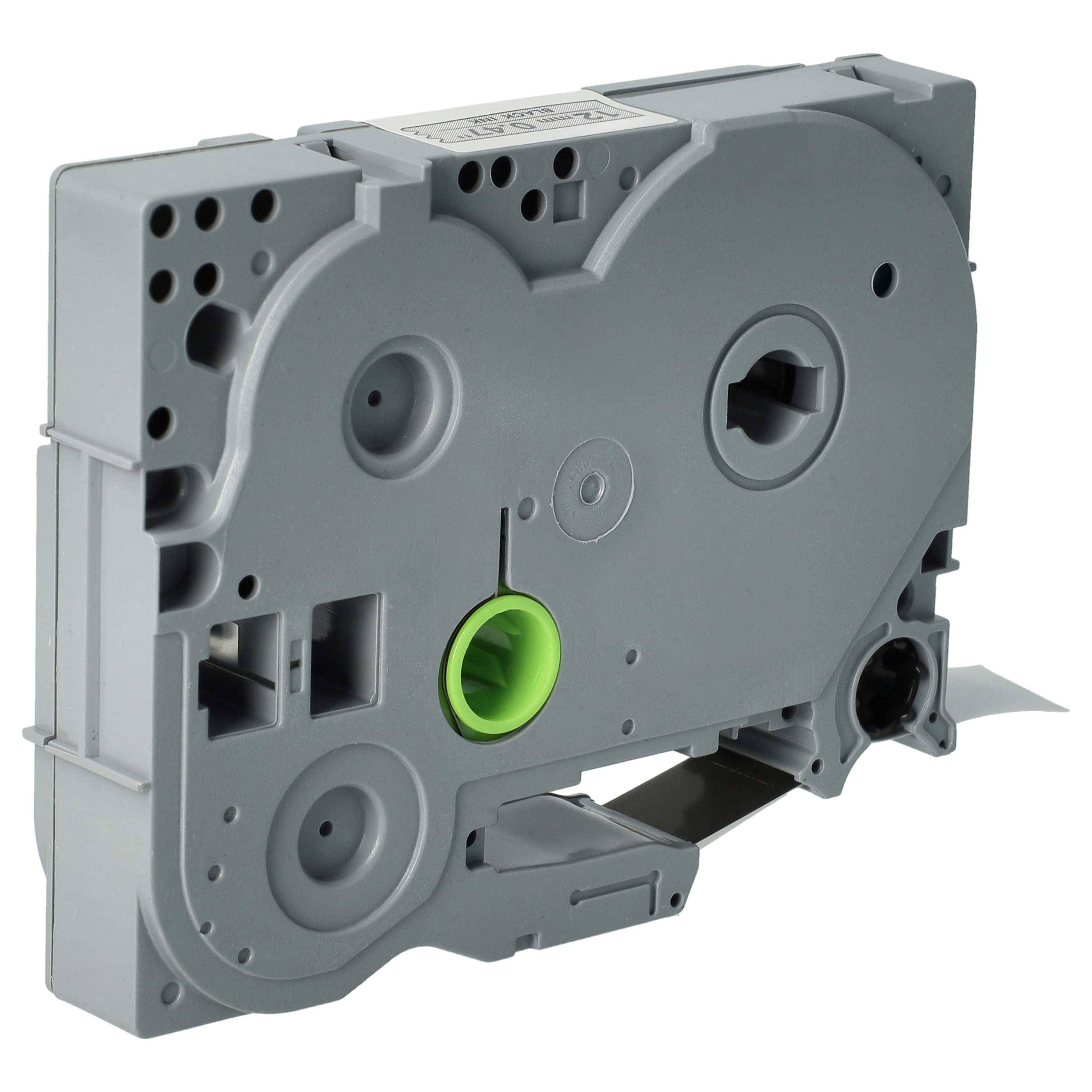 vhbw Schriftband-Kassette kompatibel mit Brother PT 900, 900BTS, 900F Etiketten-Drucker 8m x 12mm Schwarz auf Matt-Silber, Extra Stark, Laminiert