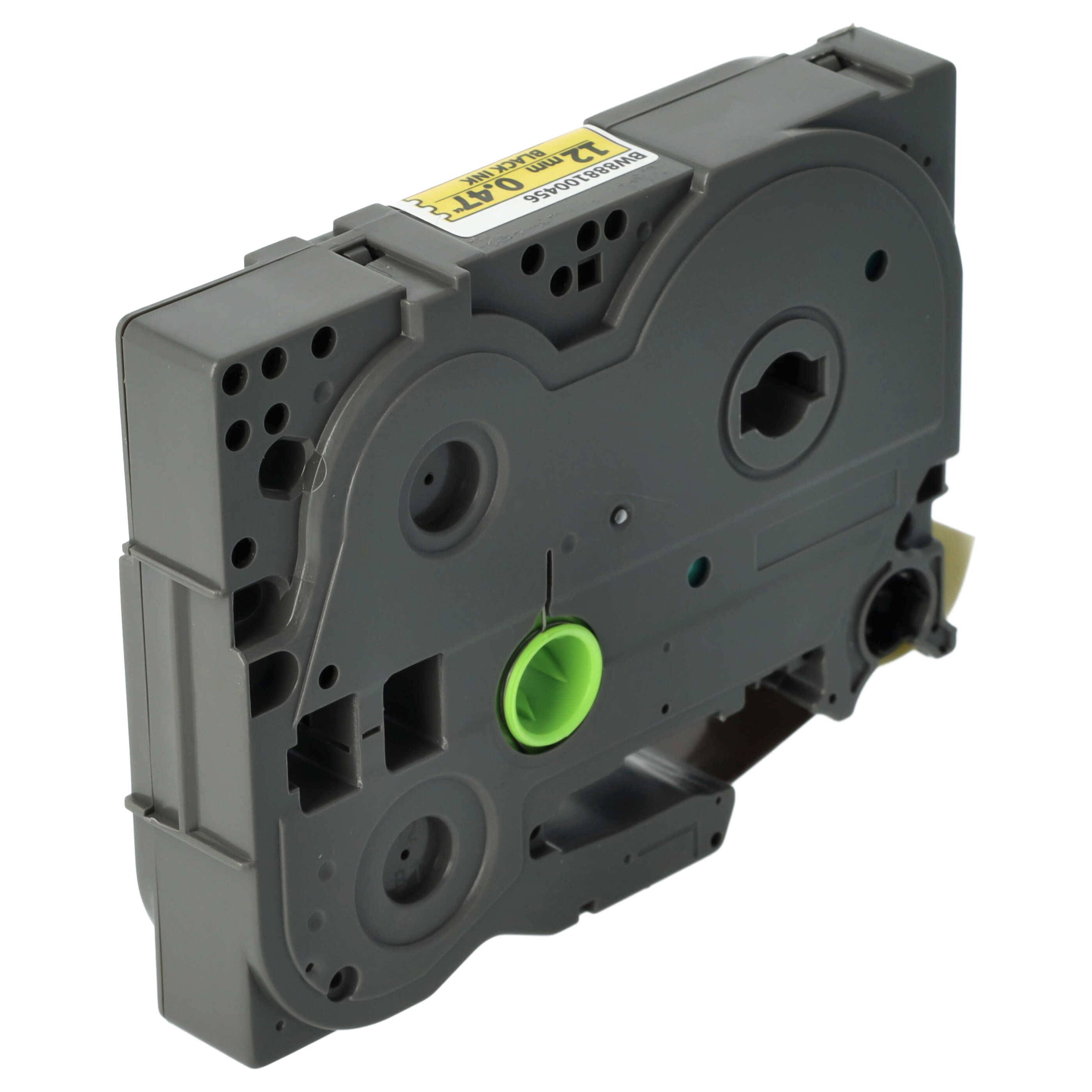 vhbw Schriftband-Kassette kompatibel mit Brother PT H101C, H101GB, H101LB Etiketten-Drucker 8m x 12mm Schwarz auf Gelb, Extra Stark, Laminiert