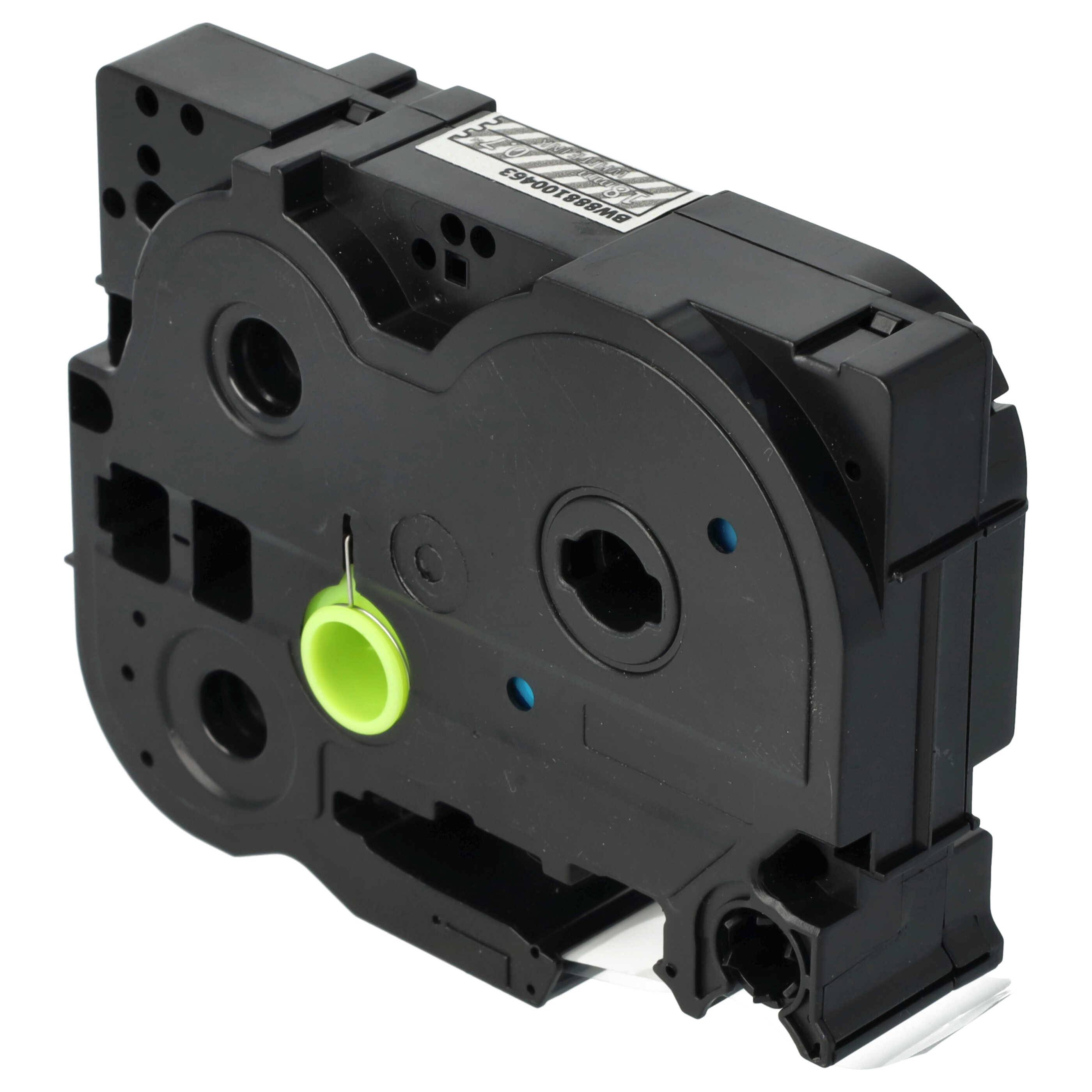 vhbw Schriftband-Kassette kompatibel mit Brother PT 2710, 2730, 2730VP Etiketten-Drucker 8m x 18mm Weiß auf Transparent, Extra Stark, Laminiert