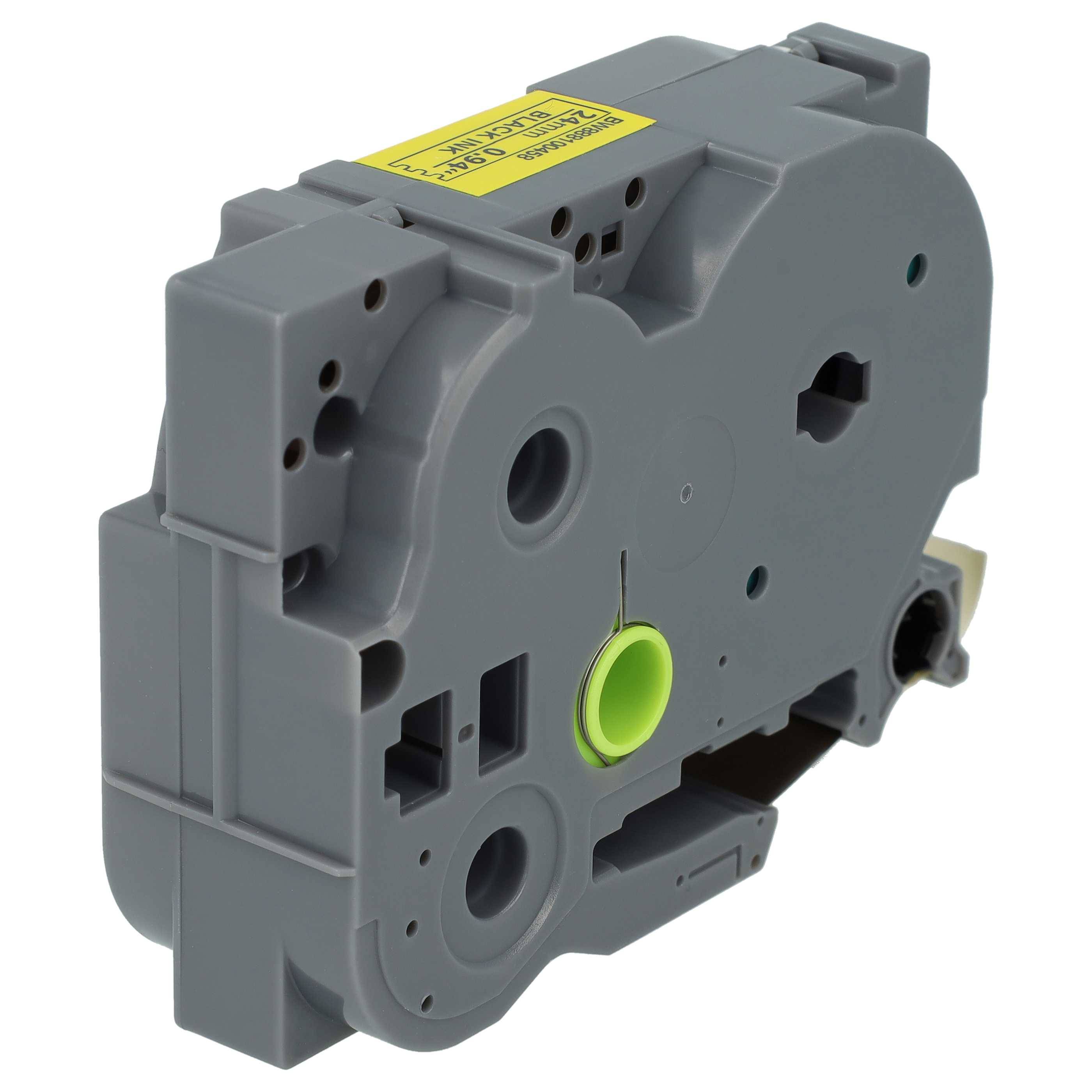 vhbw Schriftband-Kassette kompatibel mit Brother PT 2450CC, 2450, 2430PC Etiketten-Drucker 8m x 24mm Schwarz auf Gelb, Extra Stark, Laminiert