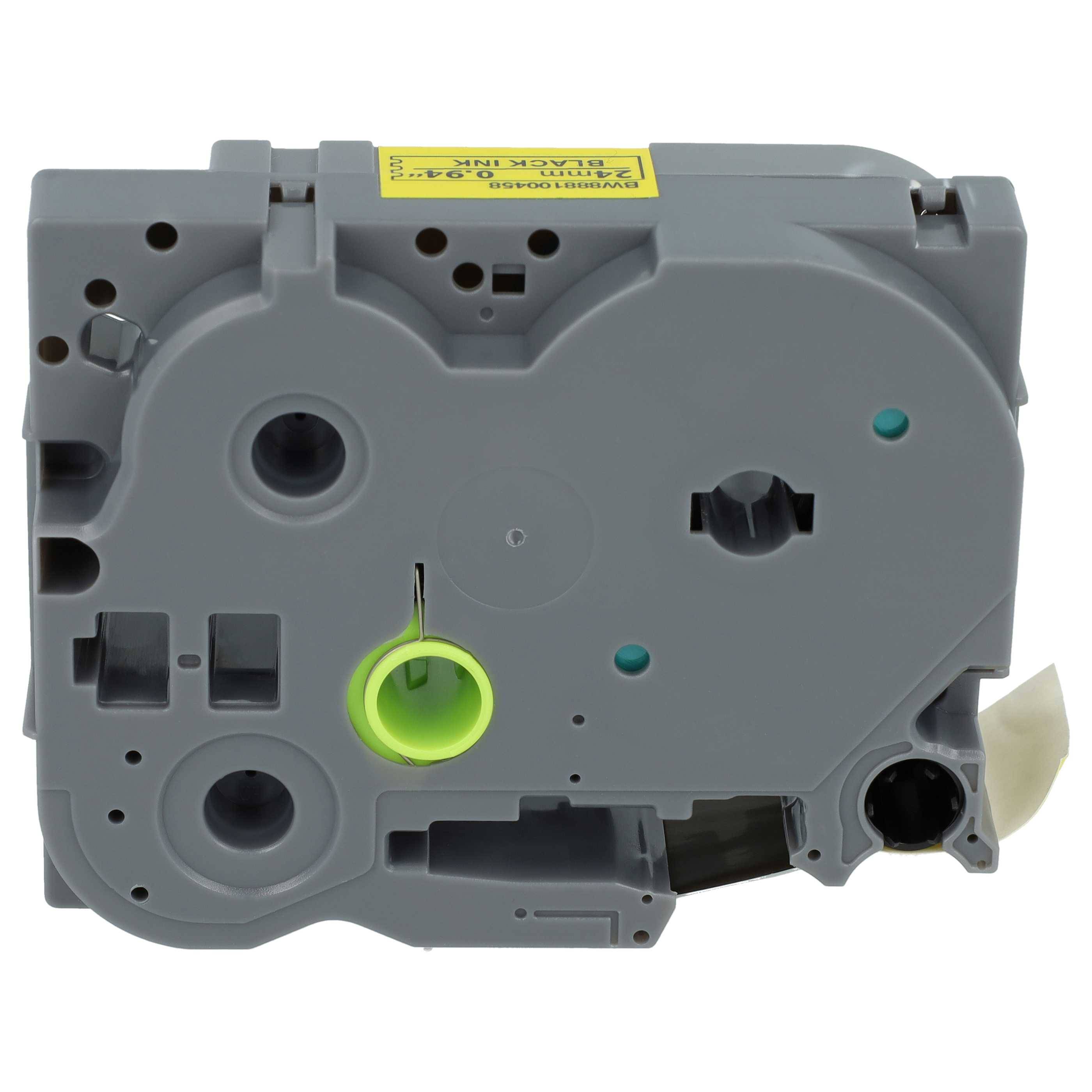 vhbw Schriftband-Kassette kompatibel mit Brother PT 2450CC, 2450, 2430PC Etiketten-Drucker 8m x 24mm Schwarz auf Gelb, Extra Stark, Laminiert