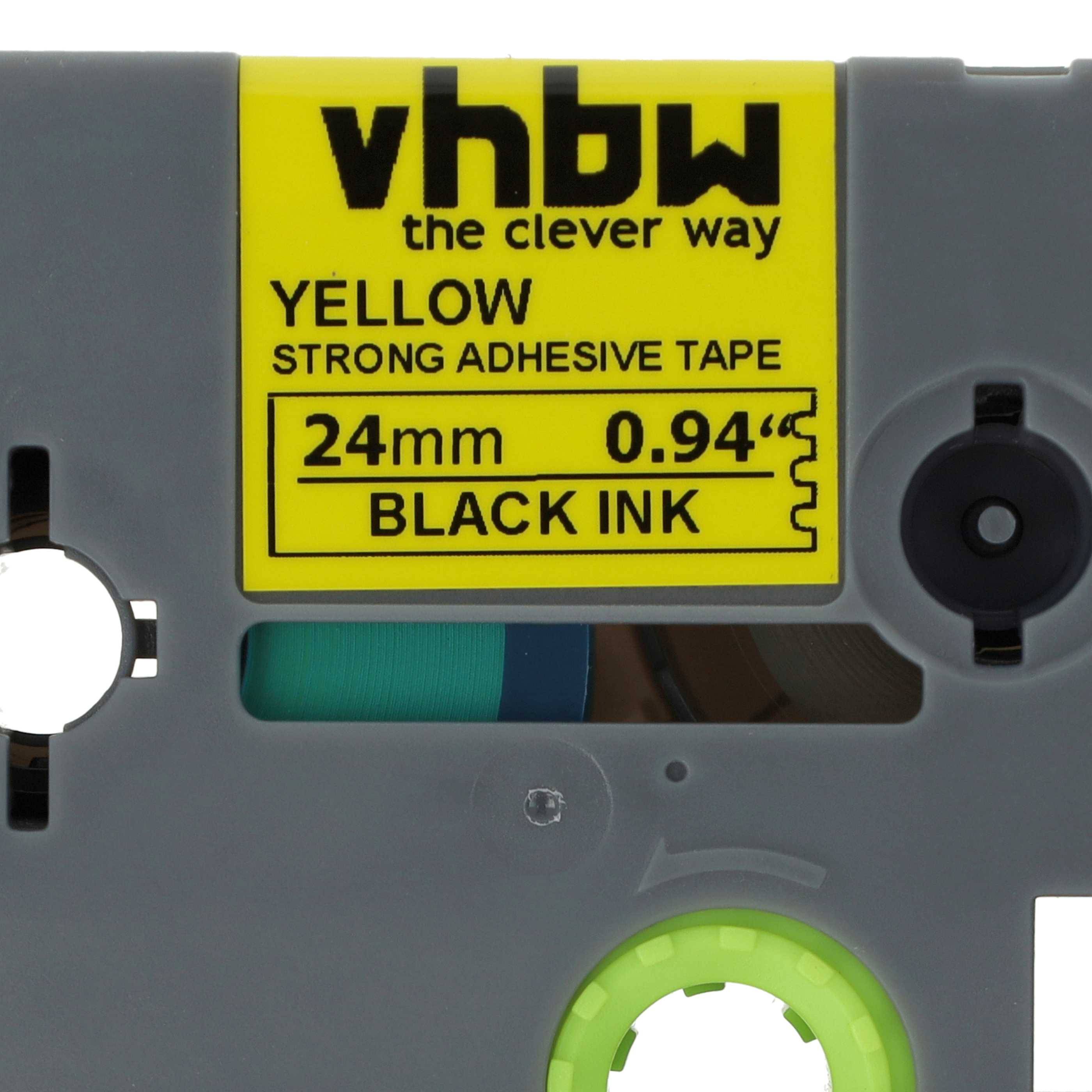 vhbw Schriftband-Kassette kompatibel mit Brother PT P900W | P950W, P900NW Etiketten-Drucker 8m x 24mm Schwarz auf Gelb, Extra Stark, Laminiert