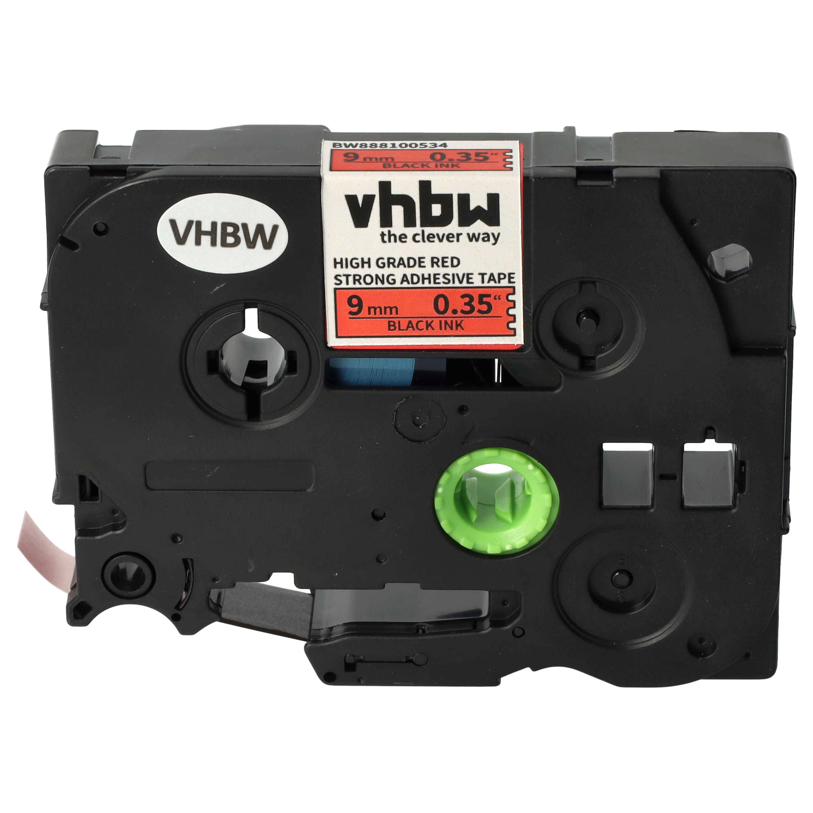 vhbw Schriftband-Kassette kompatibel mit Brother PT RL700S Etiketten-Drucker 8m x 9mm Schwarz auf Rot